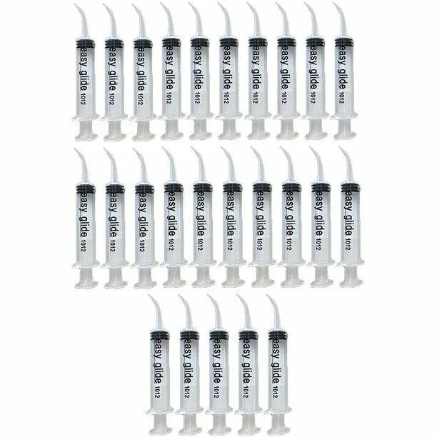 Curved Tip 12cc Oral Irrigation Syringes Disposable Dental Utility (Choose Qty)