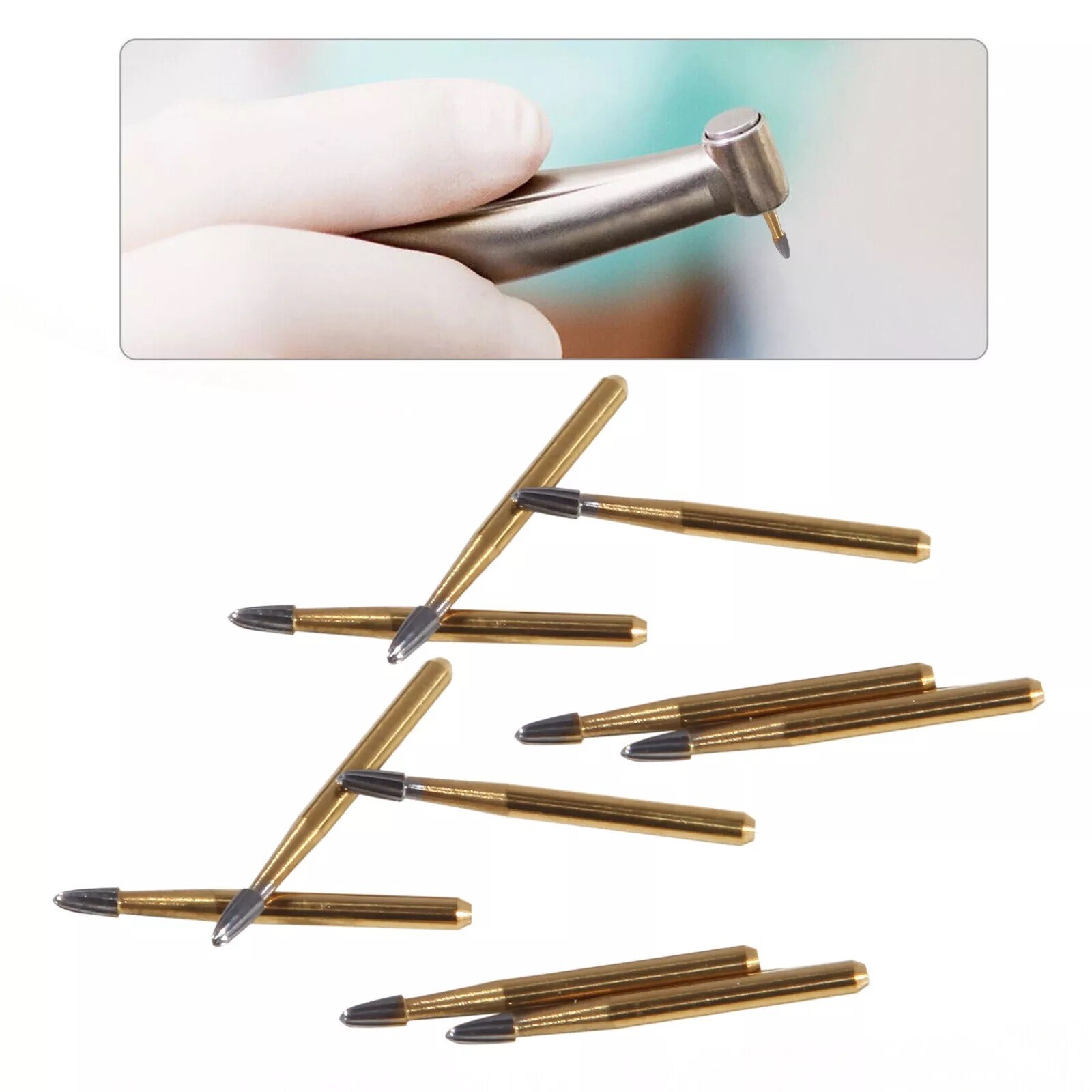 10 pcs Dental Tungsten Carbide Burs Trimming & Finishing Egg Football FG-7404