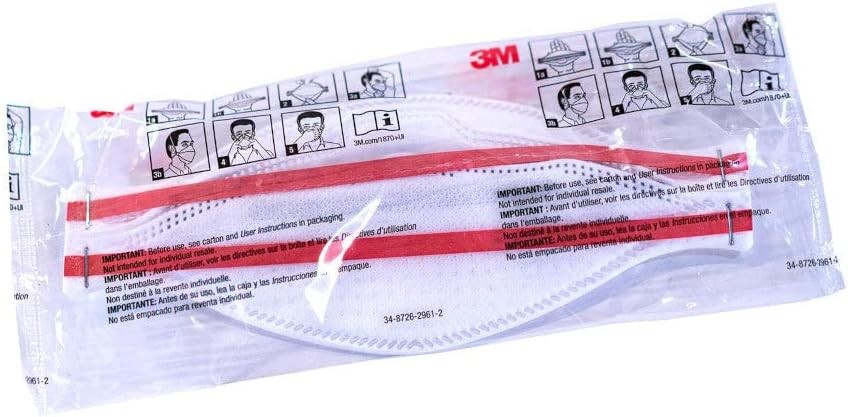 3M Aura 1870+ N95 NIOSH Flat Fold Individually Wrapped Respirator Surgical Mask