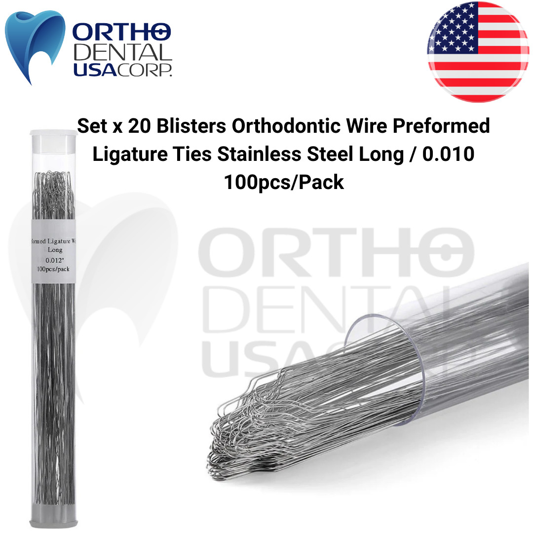 Set x 20 Orthodontic Preformed Ligature Wire SS Ties Long 0.10″ pcs USA Seller