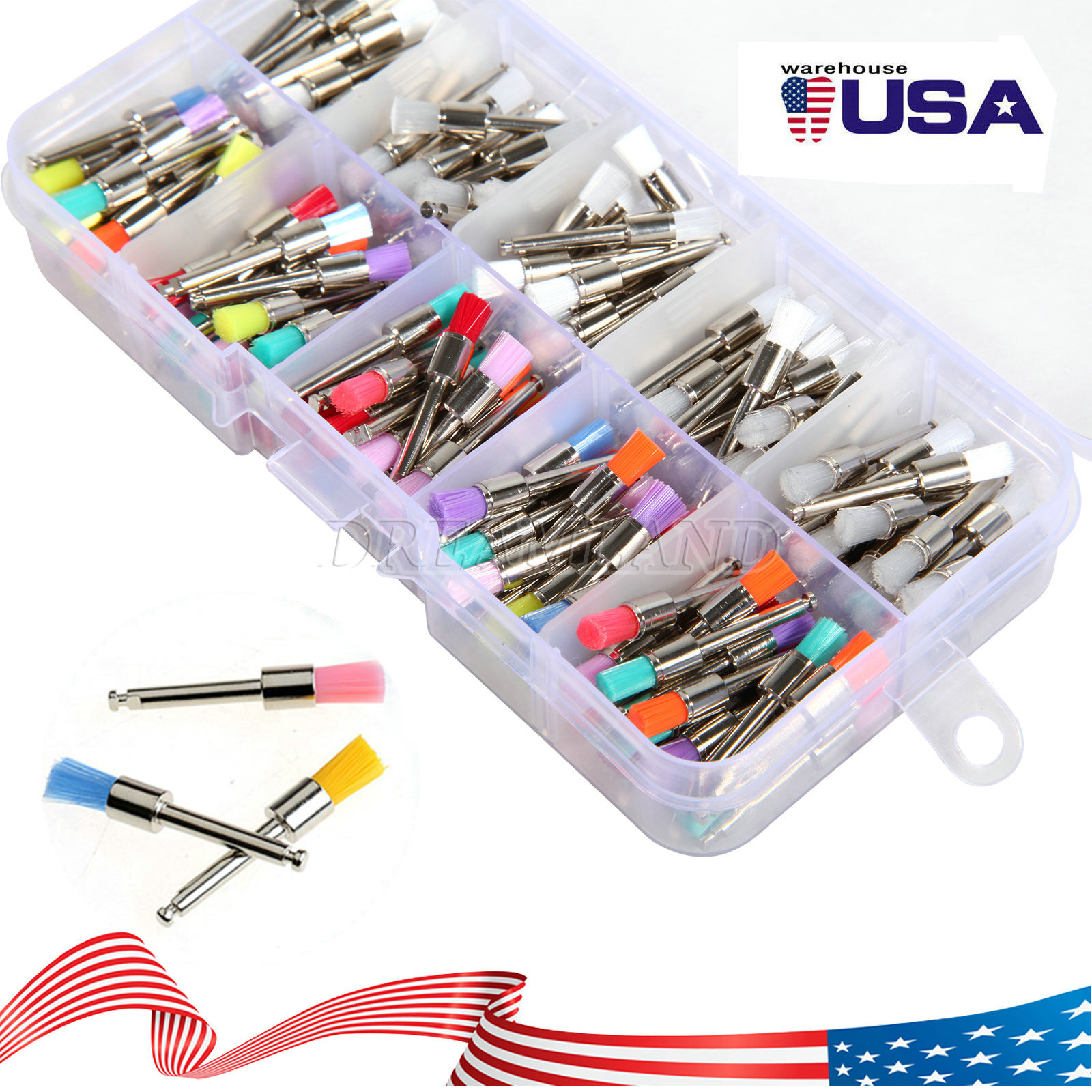 200Pcs SKYSEA Dental Flat Polishing Brush Brushes For Low Speed Handpiece