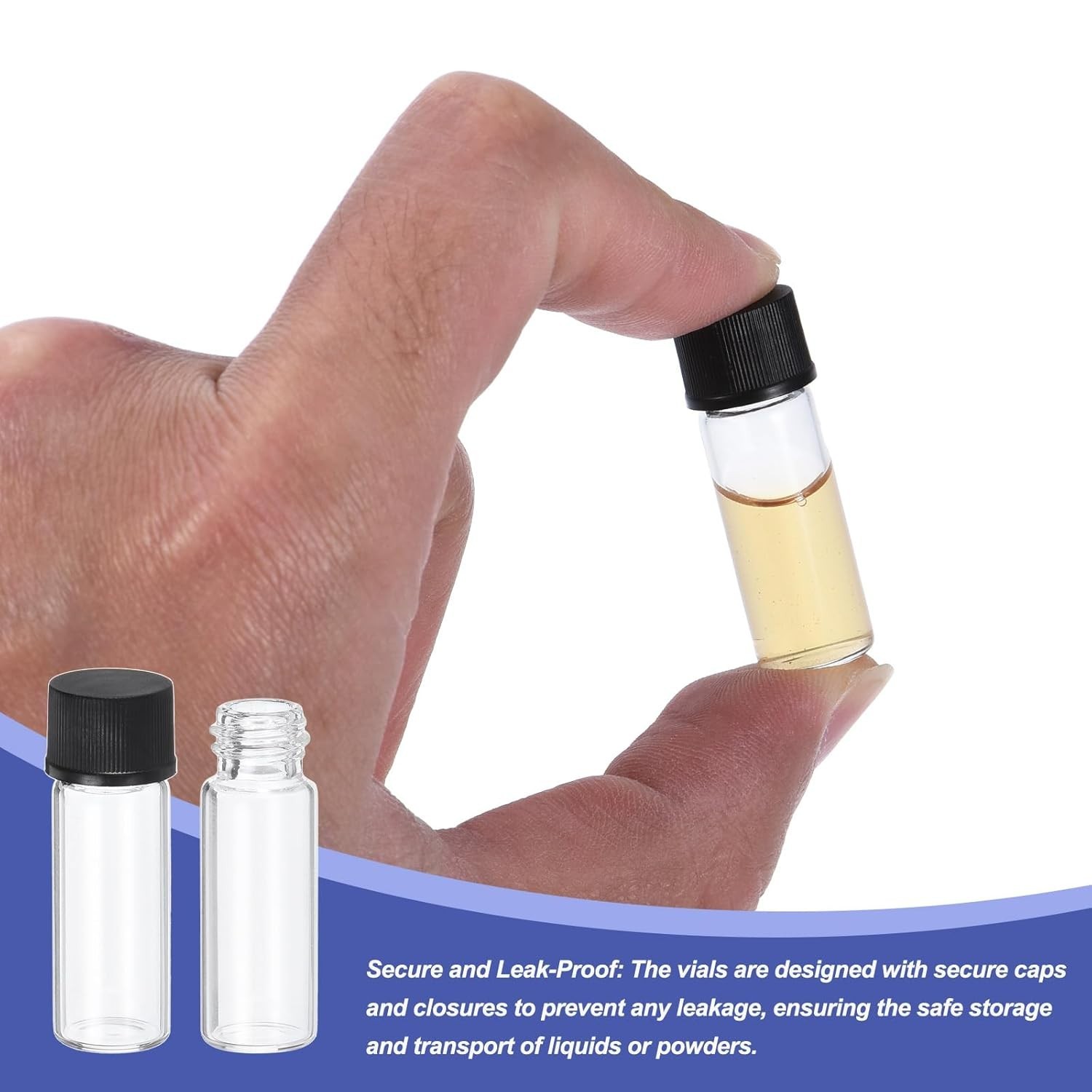 Leak-Proof 2ml Glass Vials with Labels – 12 Piece Reusable Set for Labs & Travel