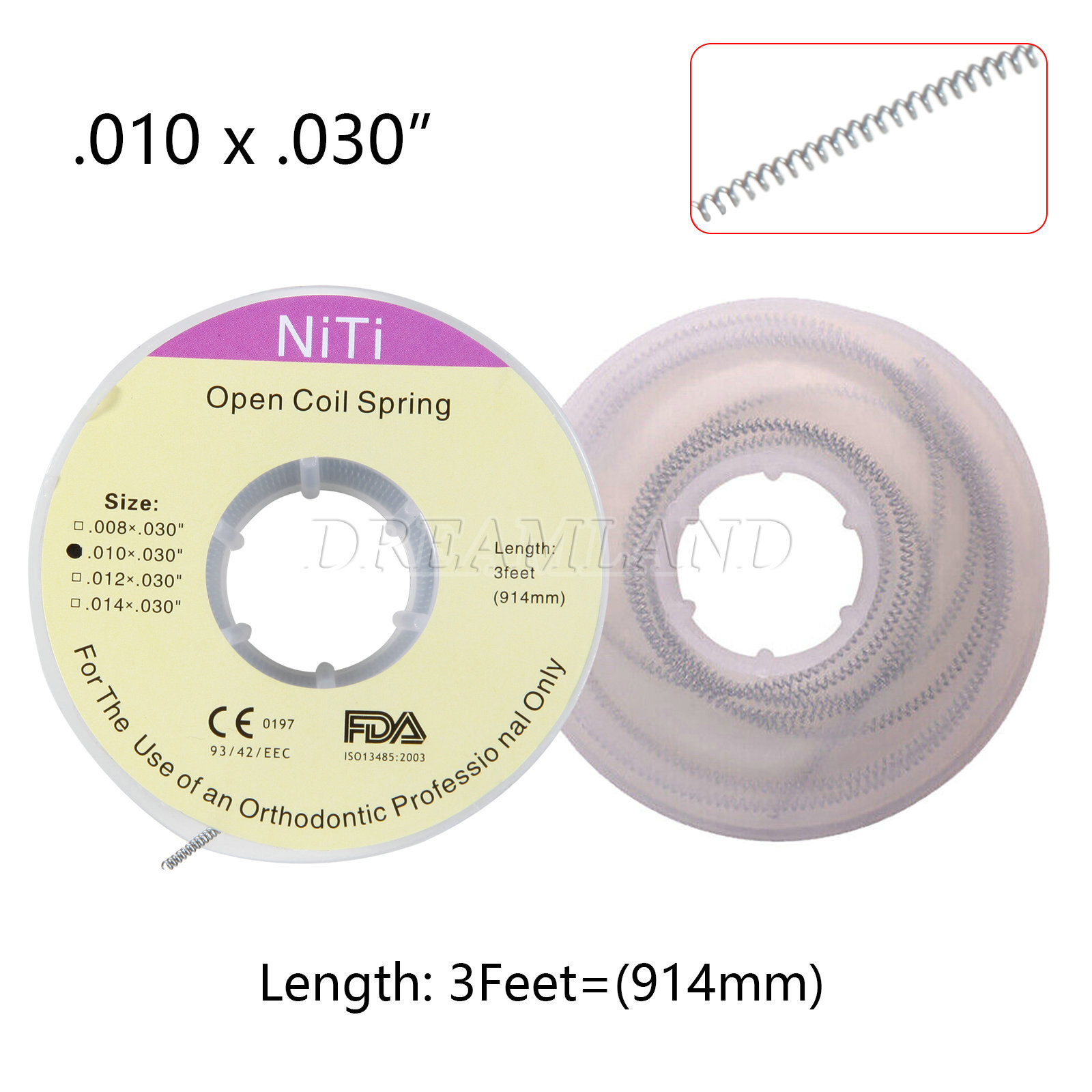 Dental Ortho Niti Open Coil Spring 010*030″ *914mm