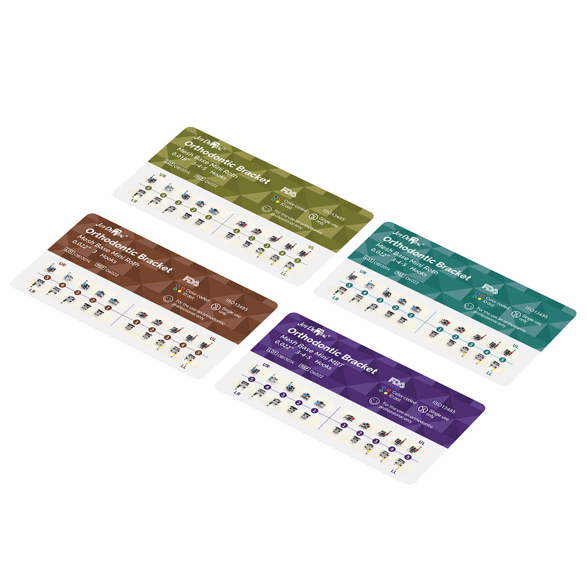 Dental Ortho Brackets Mini Roth MBT 0.022/0.018″ 3/345Hook Mesh Base Metal