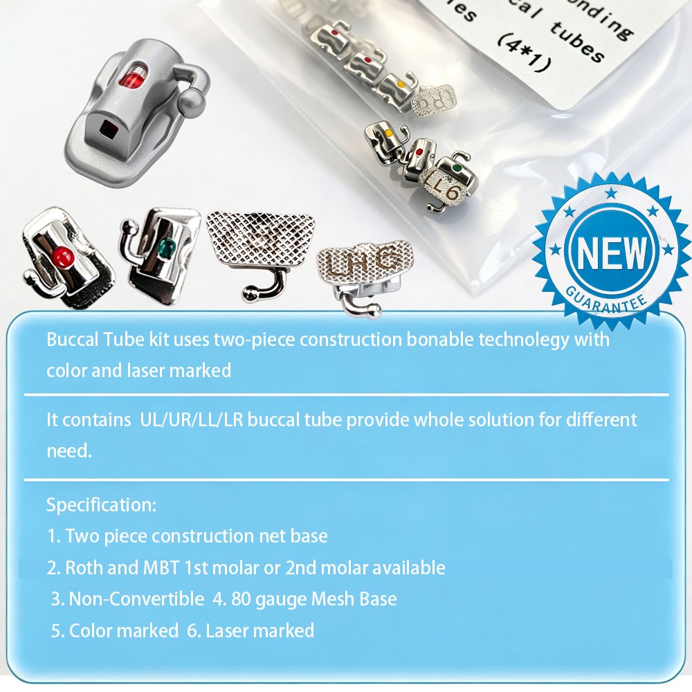 Dental Ortho Bondable Buccal Tube Roth MBT .022 1st/2nd Molar Laser Color Marked