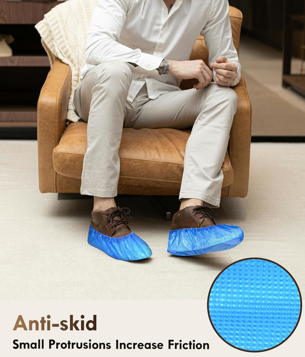 100 Pack Disposable Shoe Covers Non Slip Waterproof Booties for Indoor Home Use