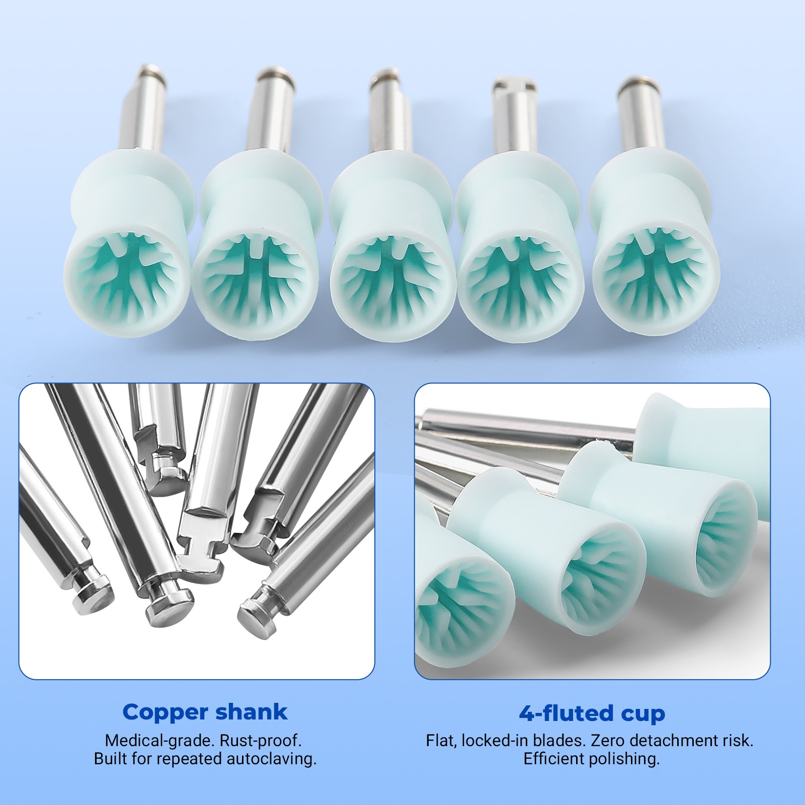 144pcs JMU Dental Prophy Polishing Cup Cups For Contra Angle Handpiece Latch