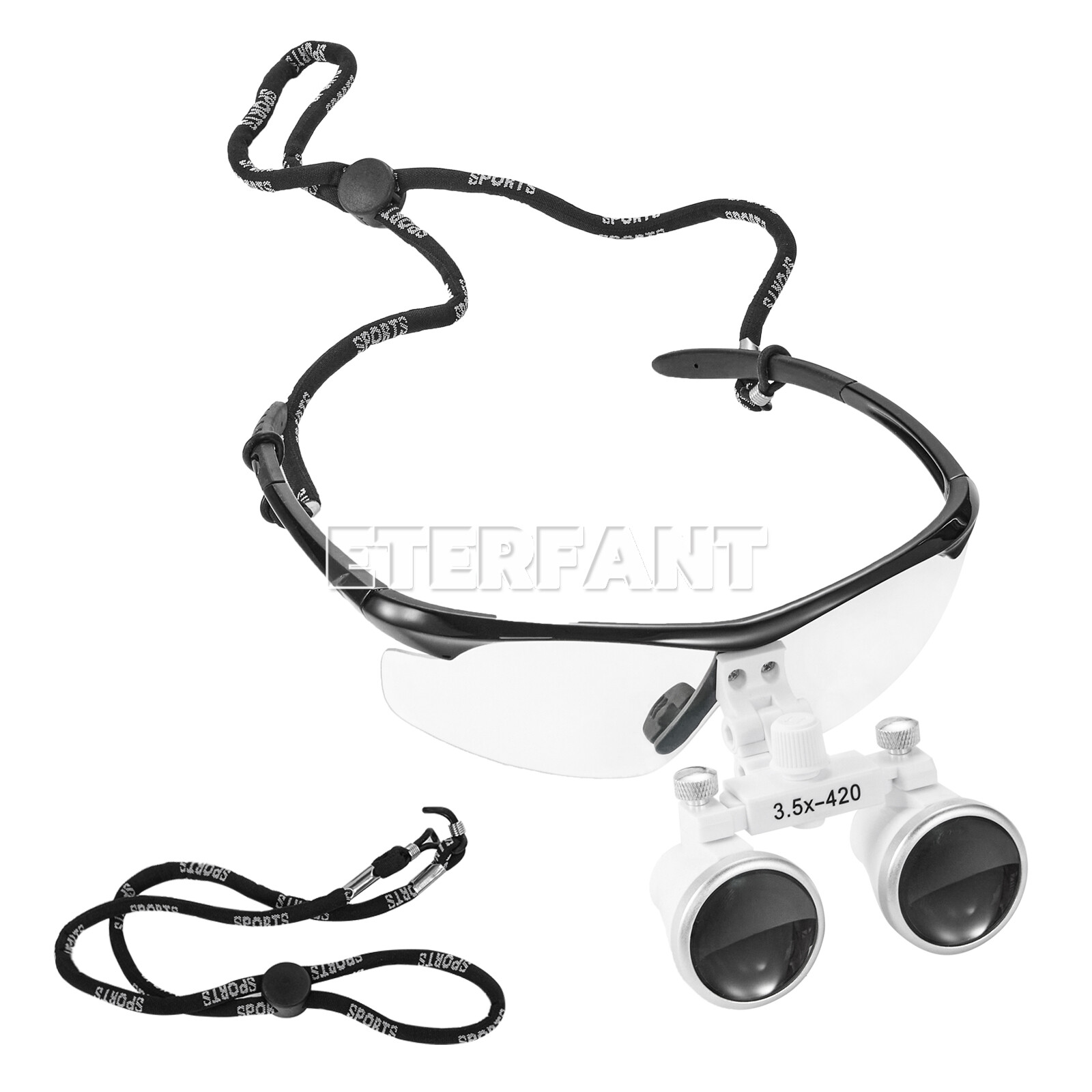 ETERFANT Dental Surgical Binocular Loupes Glasses Lens Magnifier 3.5X-420m Black