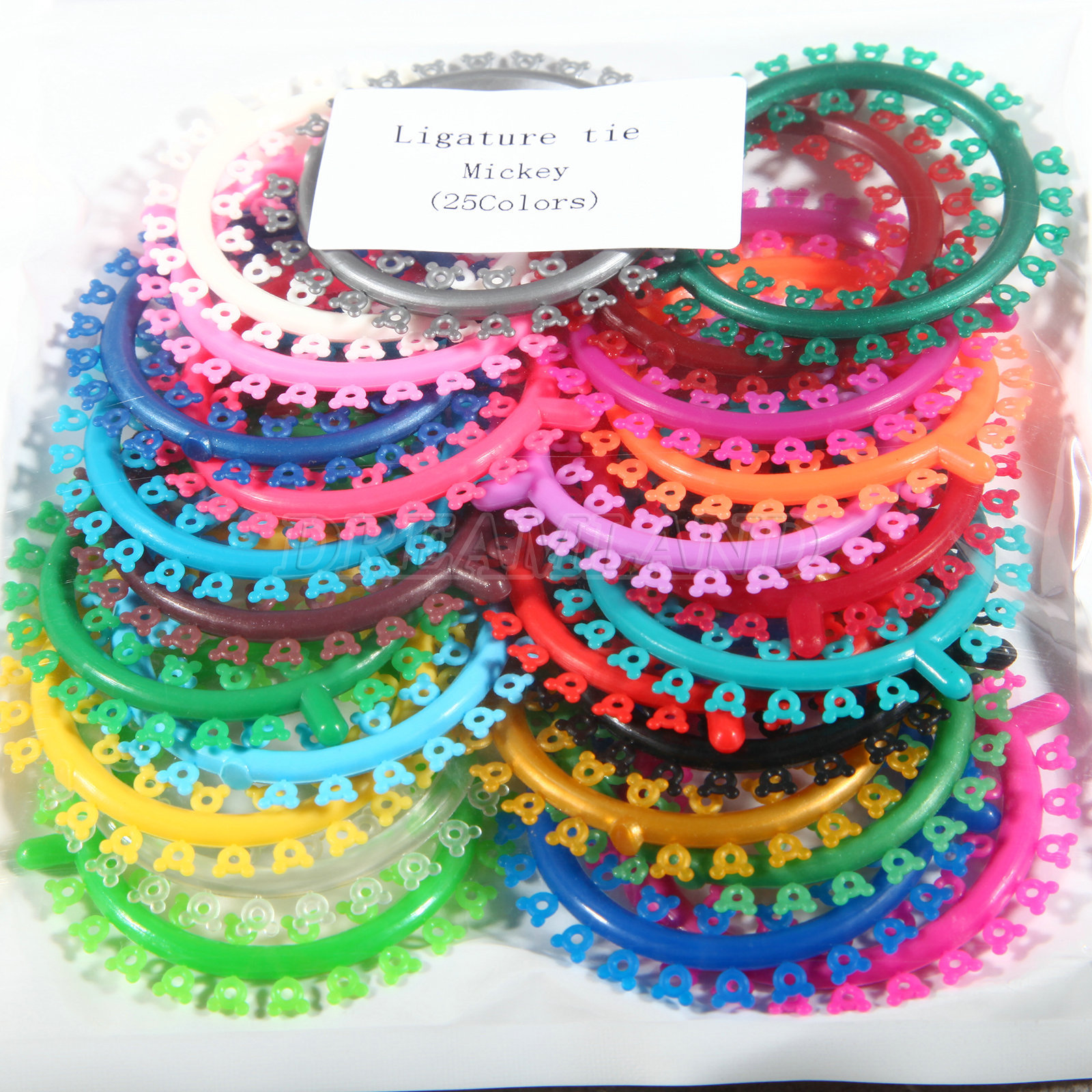1000 Pcs New Orthodontic Elastic Rubber Multi-Colored Mickey Design Ligature Tie