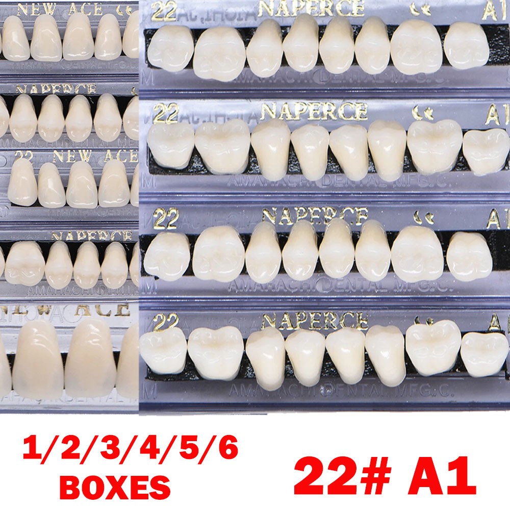 1-6 Boxes Dental Acrylic Resin Denture 22# A1 Full Set Teeth Upper Lower Shade