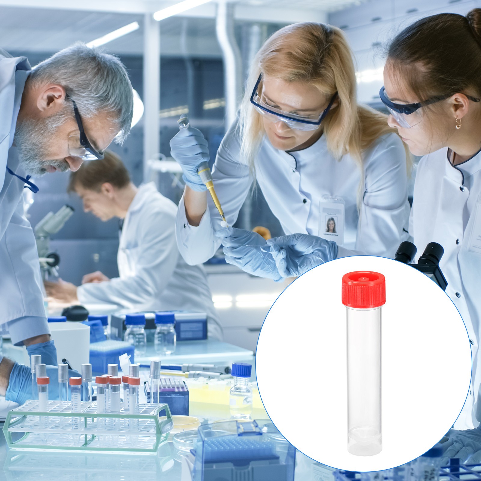 20Pcs 20mL Plastic Test Tubes Frozen Test Tube Vial Container Screw Cap Red