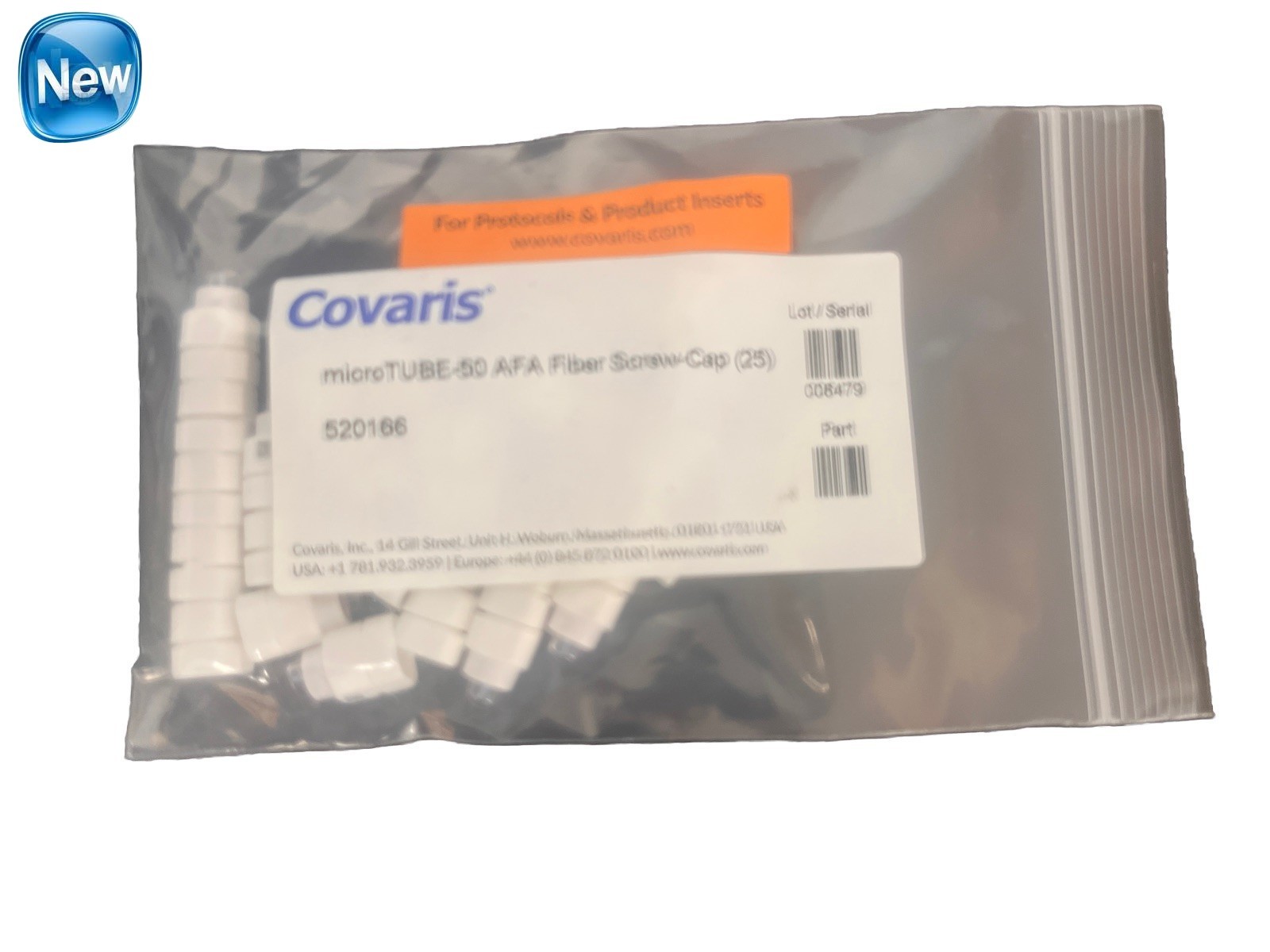 *Lot of 25* Covaris 520166 microTUBE-50 AFA Fiber Screw-Cap