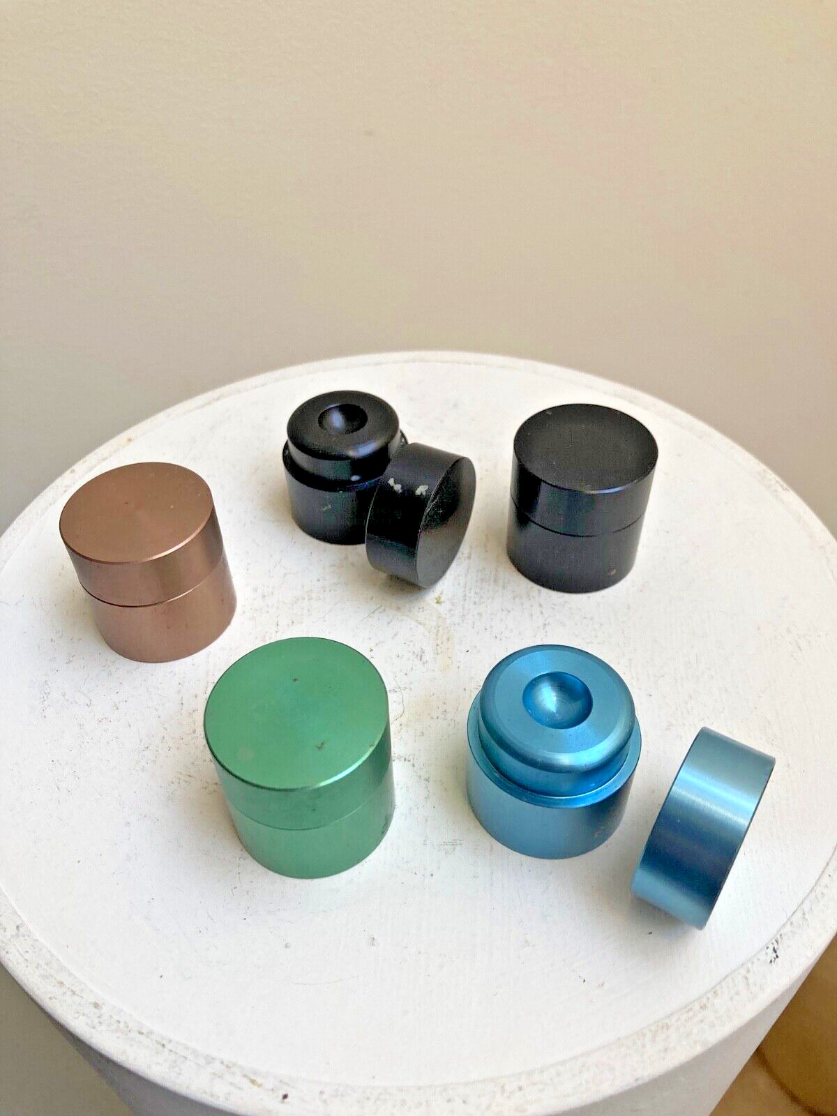 Five [5] Multi-Colored Dentist’s Small Round Office Professional Implements