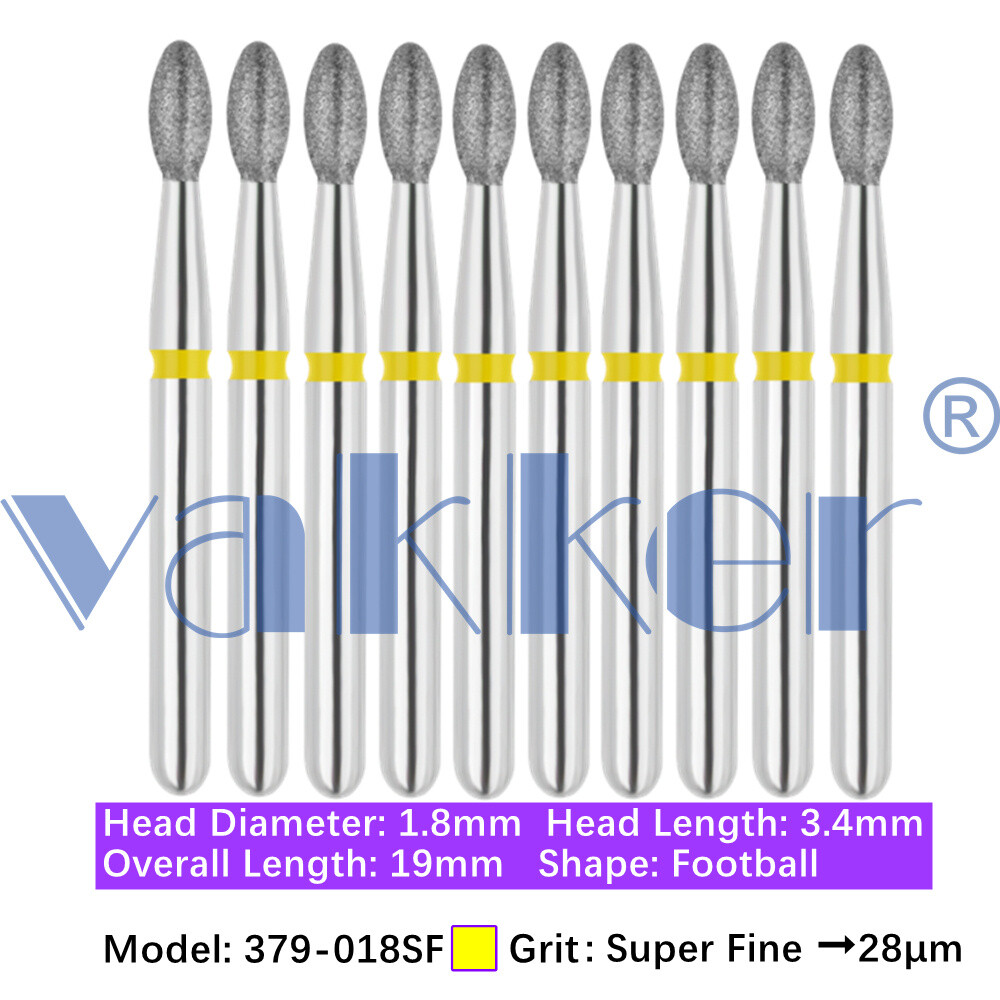 Vakker® 10pc/pk Diamond Burs Egg Diamond Bur Super Fine Medium Coarse
