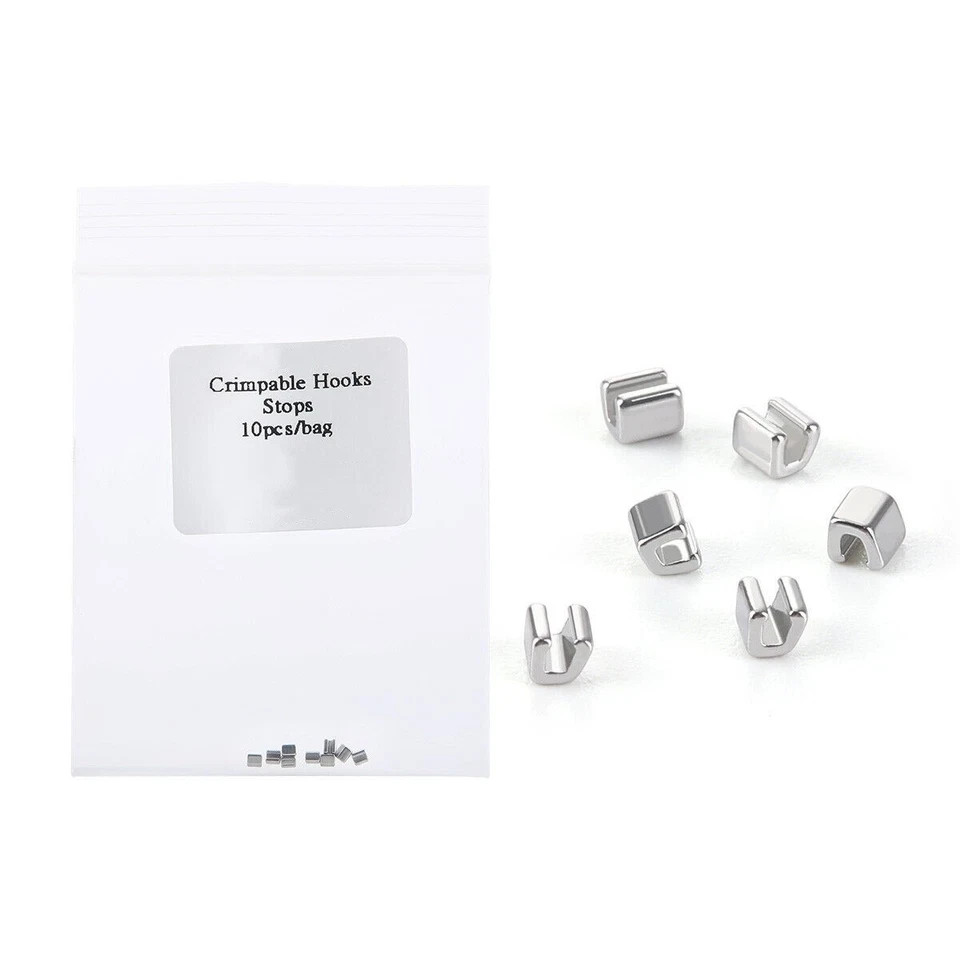 100X Dental Orthodontic Crimpable Hook Sliding Long Curved Short Stop Left/Right