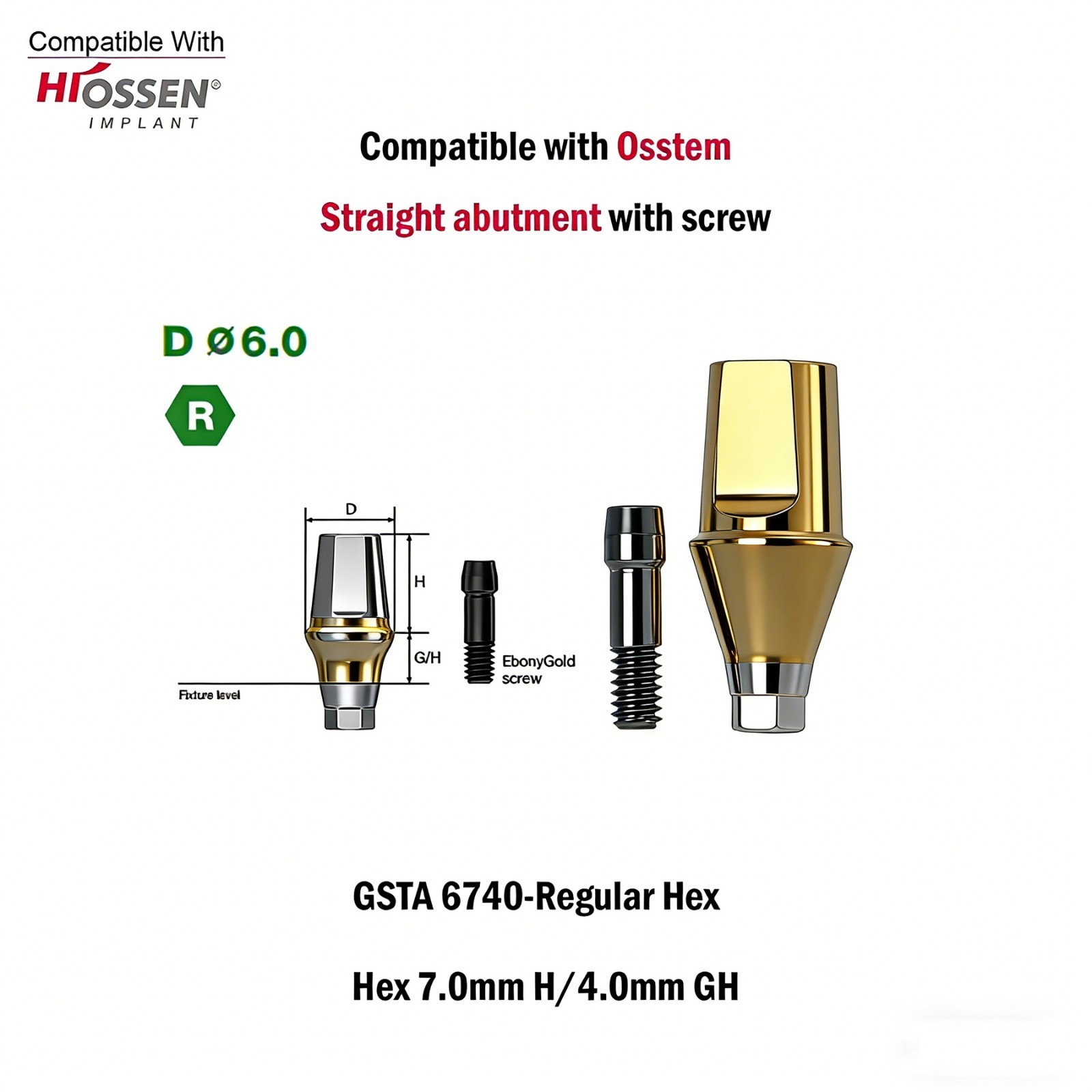 US 5pcs Dental Osstem Hiossen TS Ti Straight Transfer Abutment Hex MINI/Regular