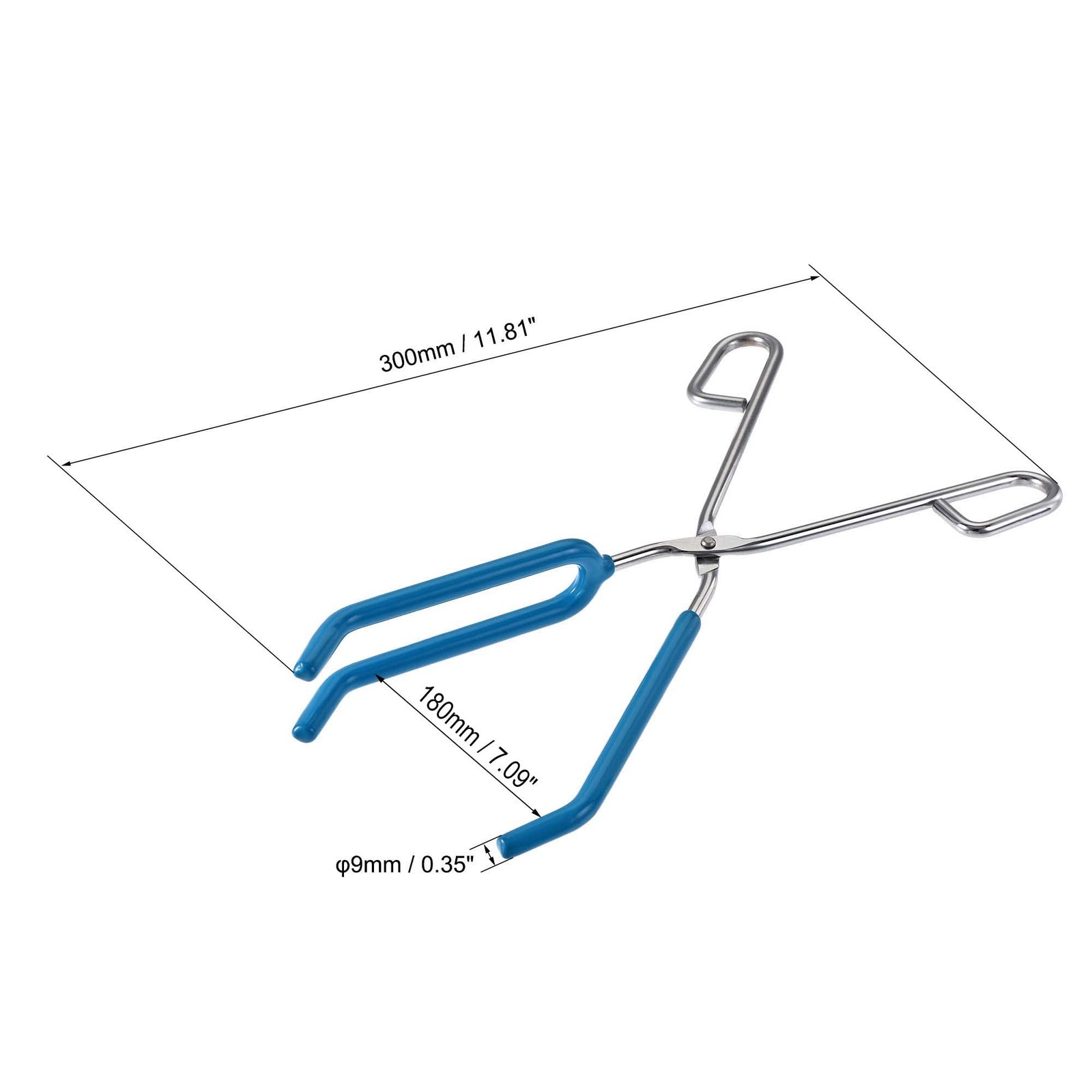 uxcell Lab Beaker Tongs 3 Prongs Stainless Steel 11.81-inch Opens Blue,Silver