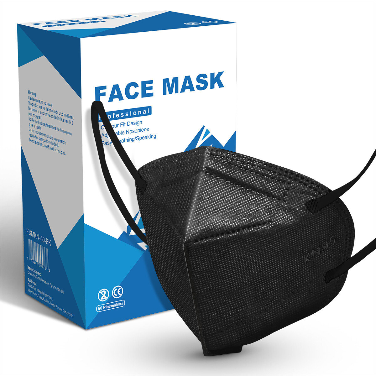 [50 Pieces] Disposable 5-Layers KN95 Face Mask Mouth Protective Respirator Black