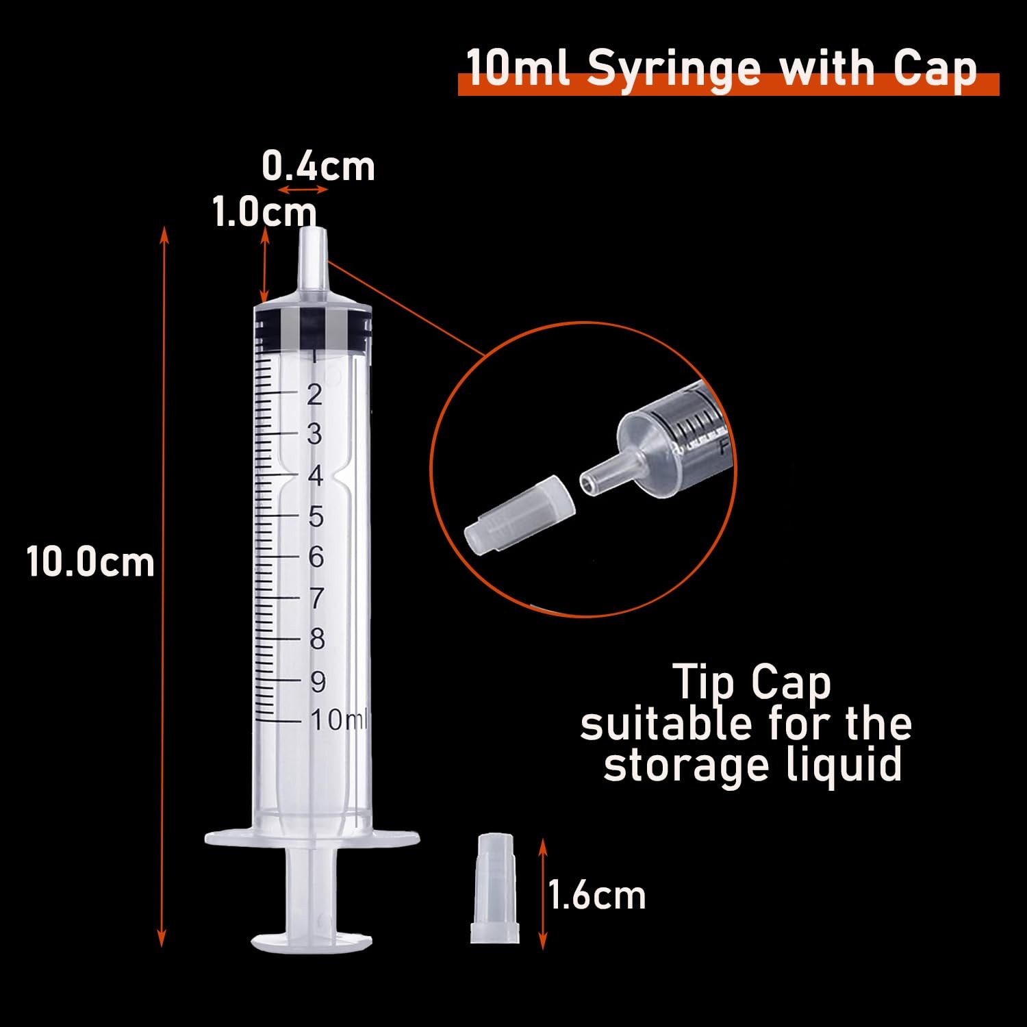 30Pack 10ml Syringes with Caps Luer Slip Tip No Needle Plastic 10ml, white