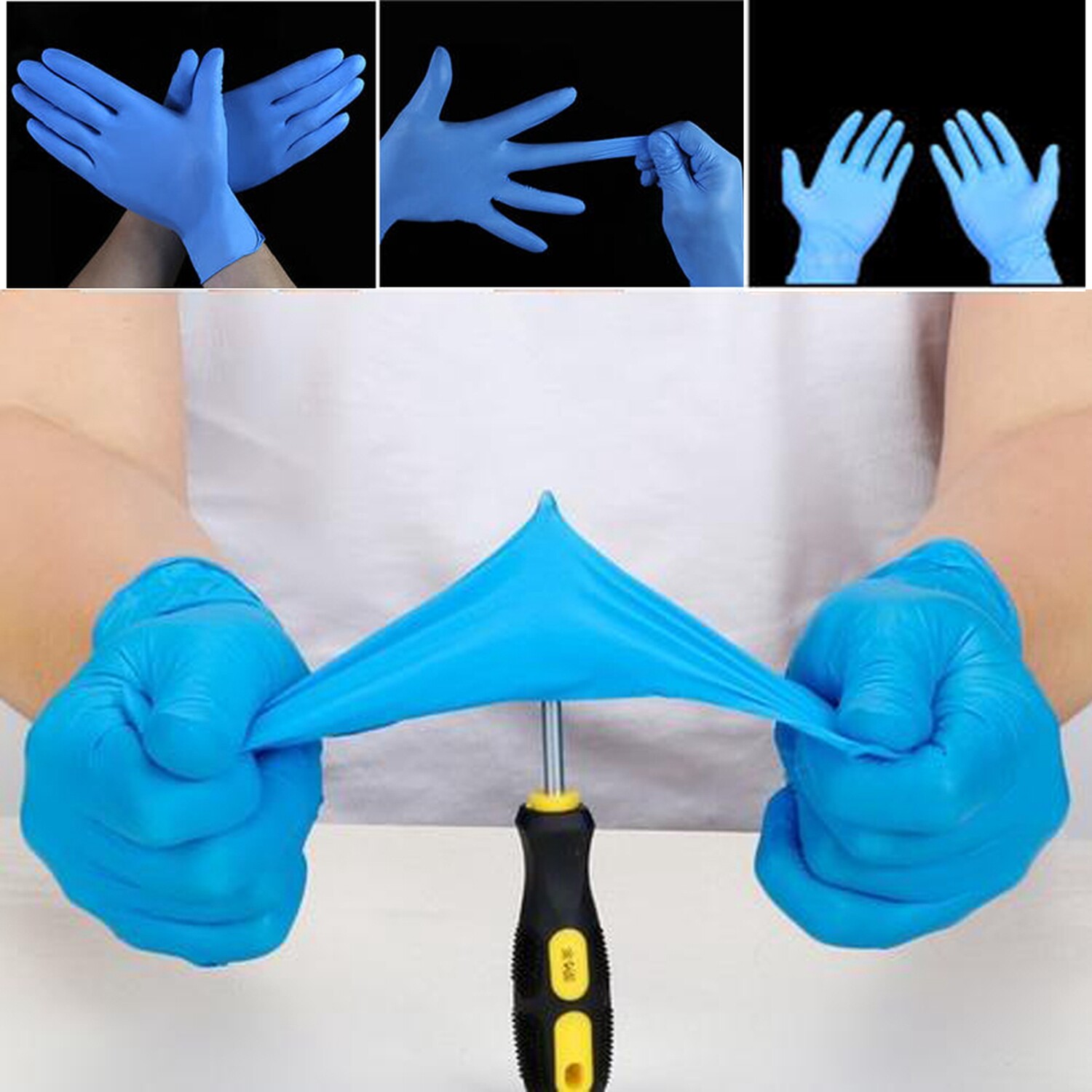 3000pcs Nitrile Exam Gloves Durable Thicken 4mil Non-Latex Powder Free S/M/L/XL