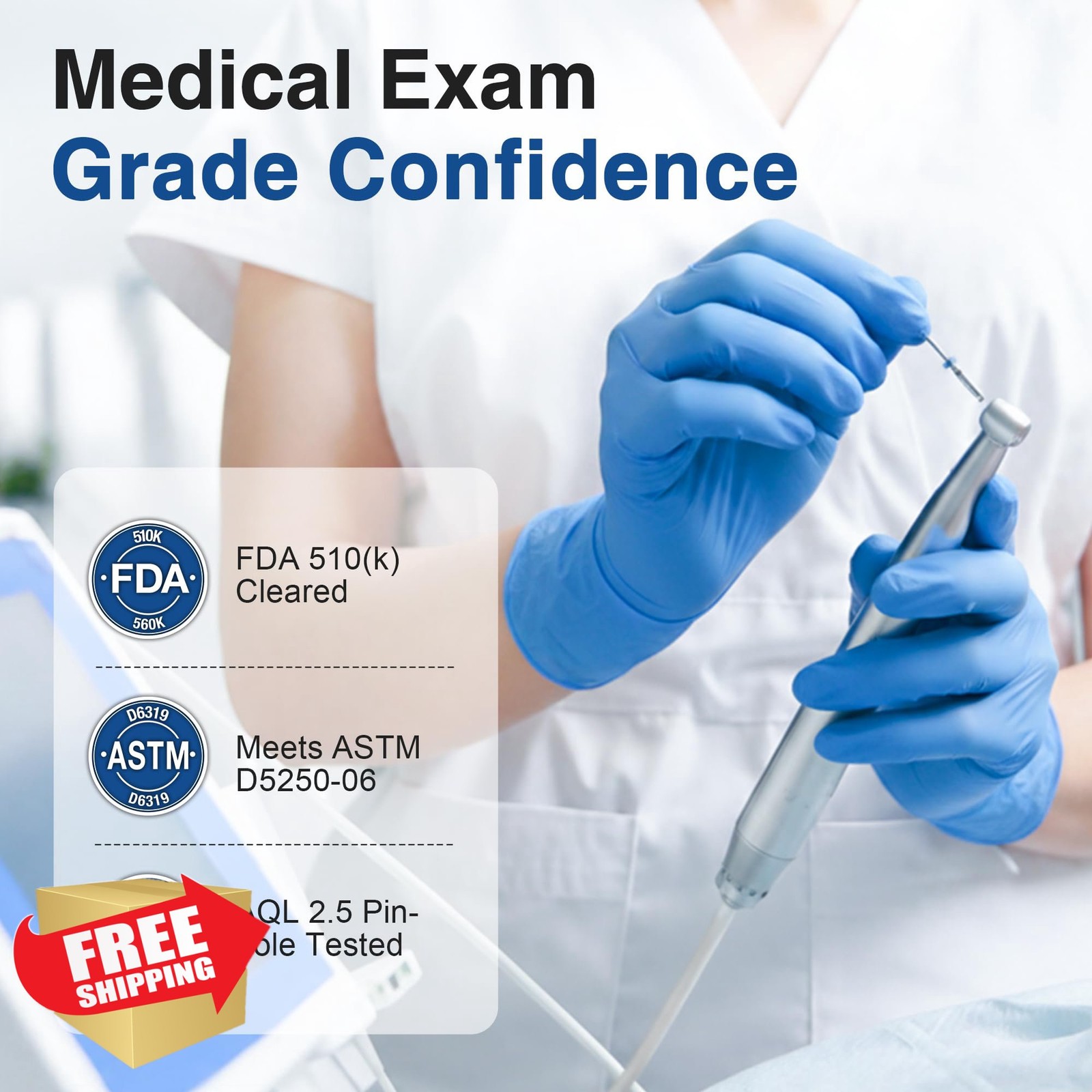 Schneider Blue Vinyl Exam Gloves 1000ct Small