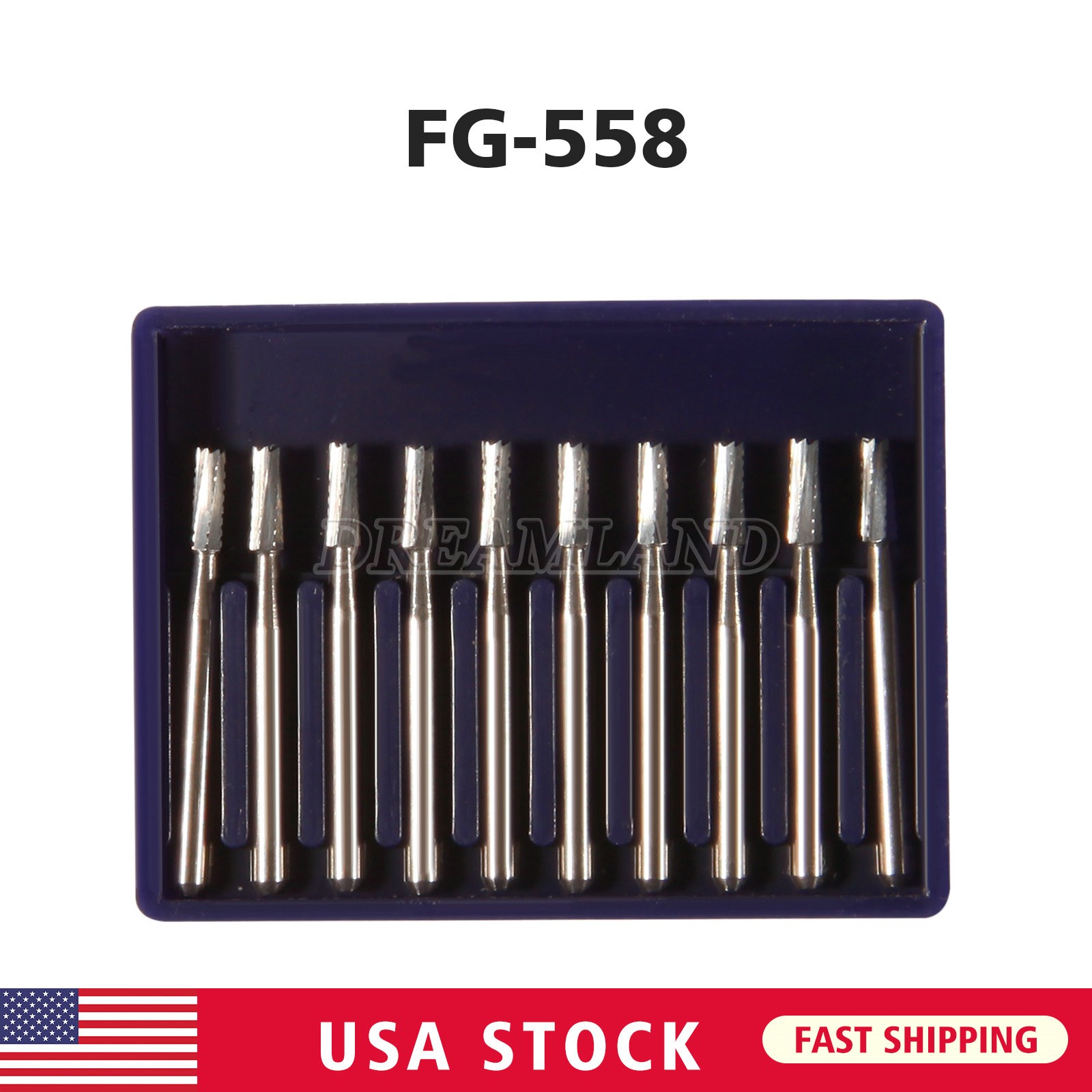Dental Midwest FG #558 Straight Fissure Crosscut Carbide Burs 100Pk