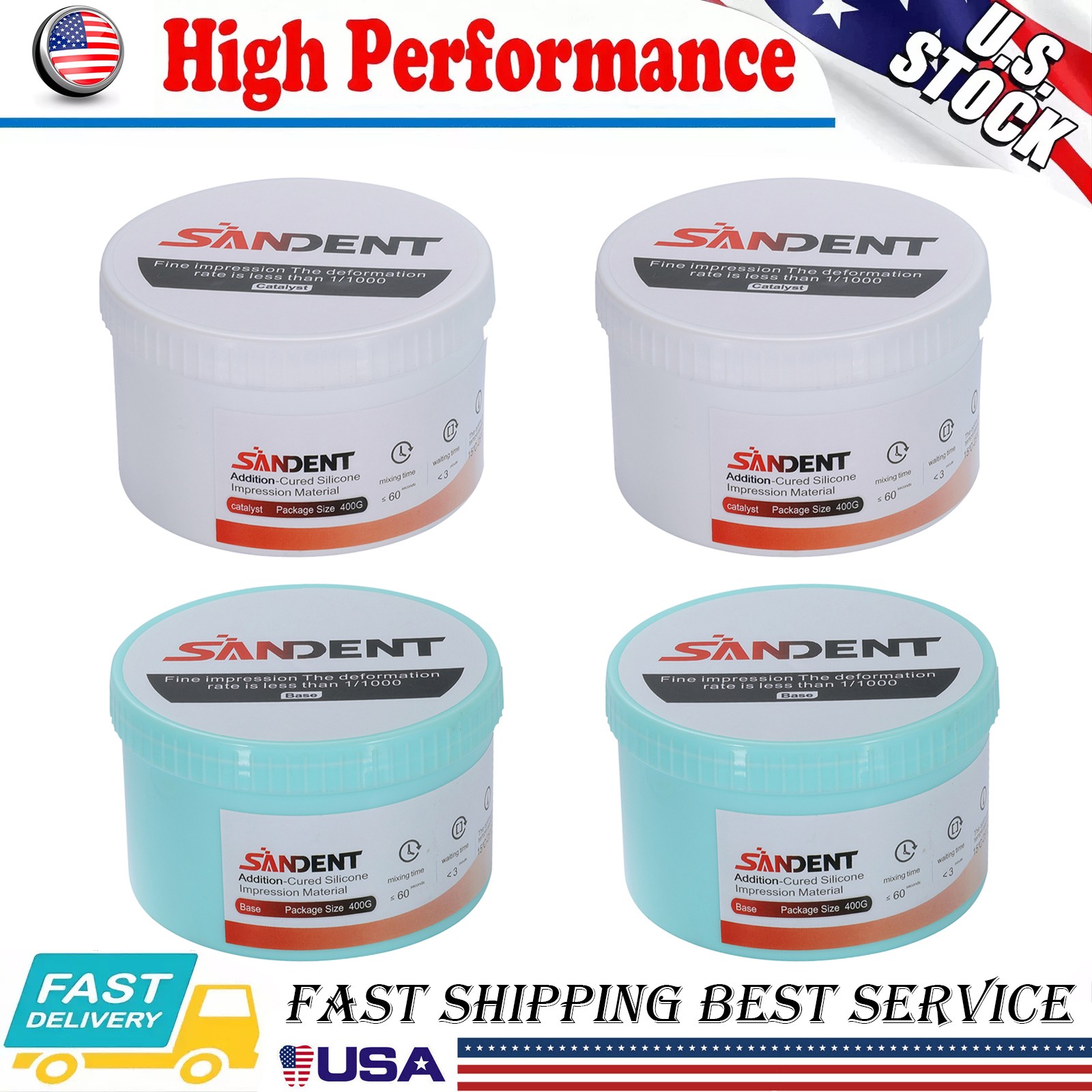 1-10 Sets Dental Putty Fast Set PVS VPS Impression Material 2 x 400 ml PR