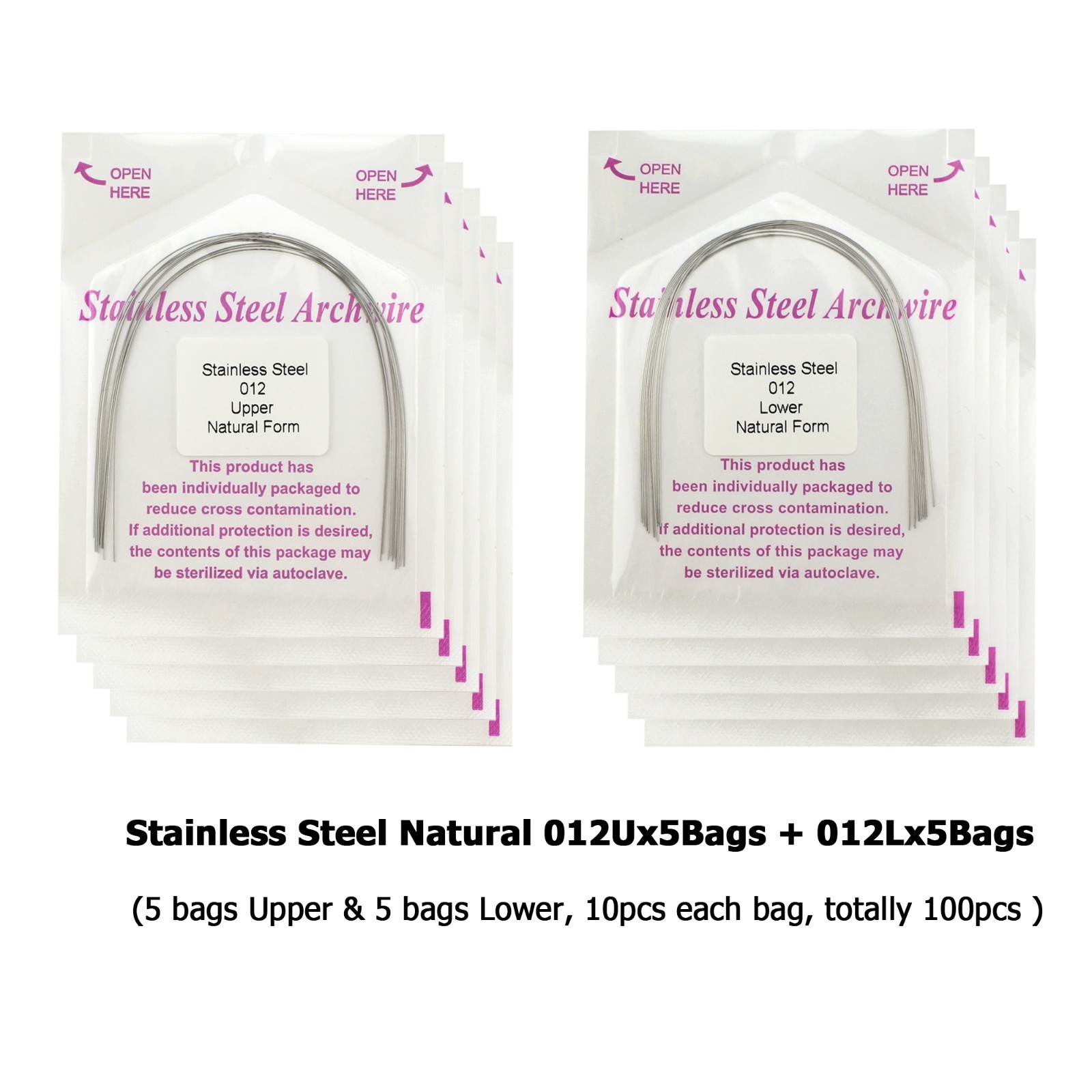 Dental Orthodontic Arch Wire Natural Form Niti Stainless Steel Round Rectangular