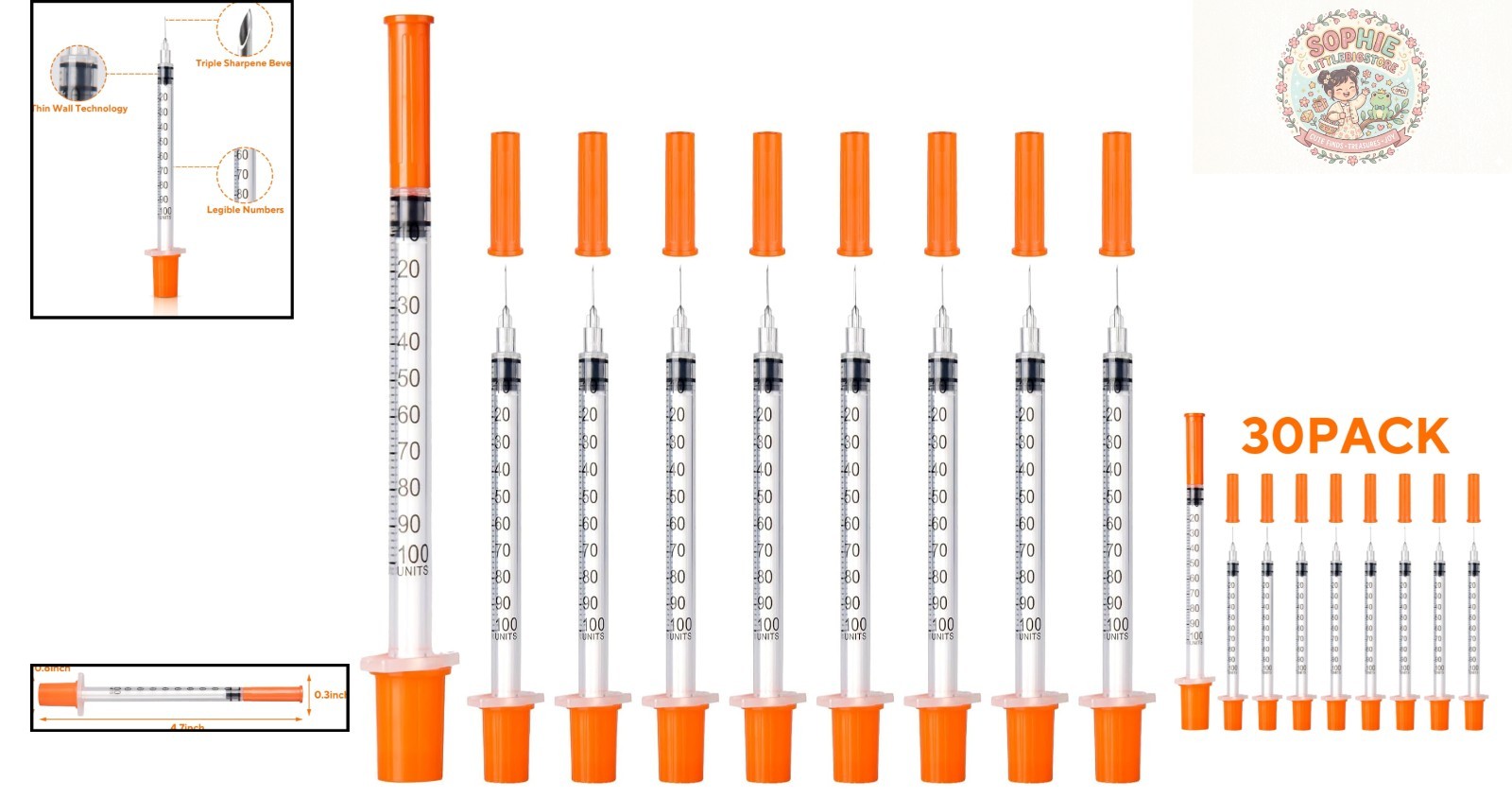 Individually Wrapped 30-Pack U-100 1ml Sterile Syringes for Precise Measurement