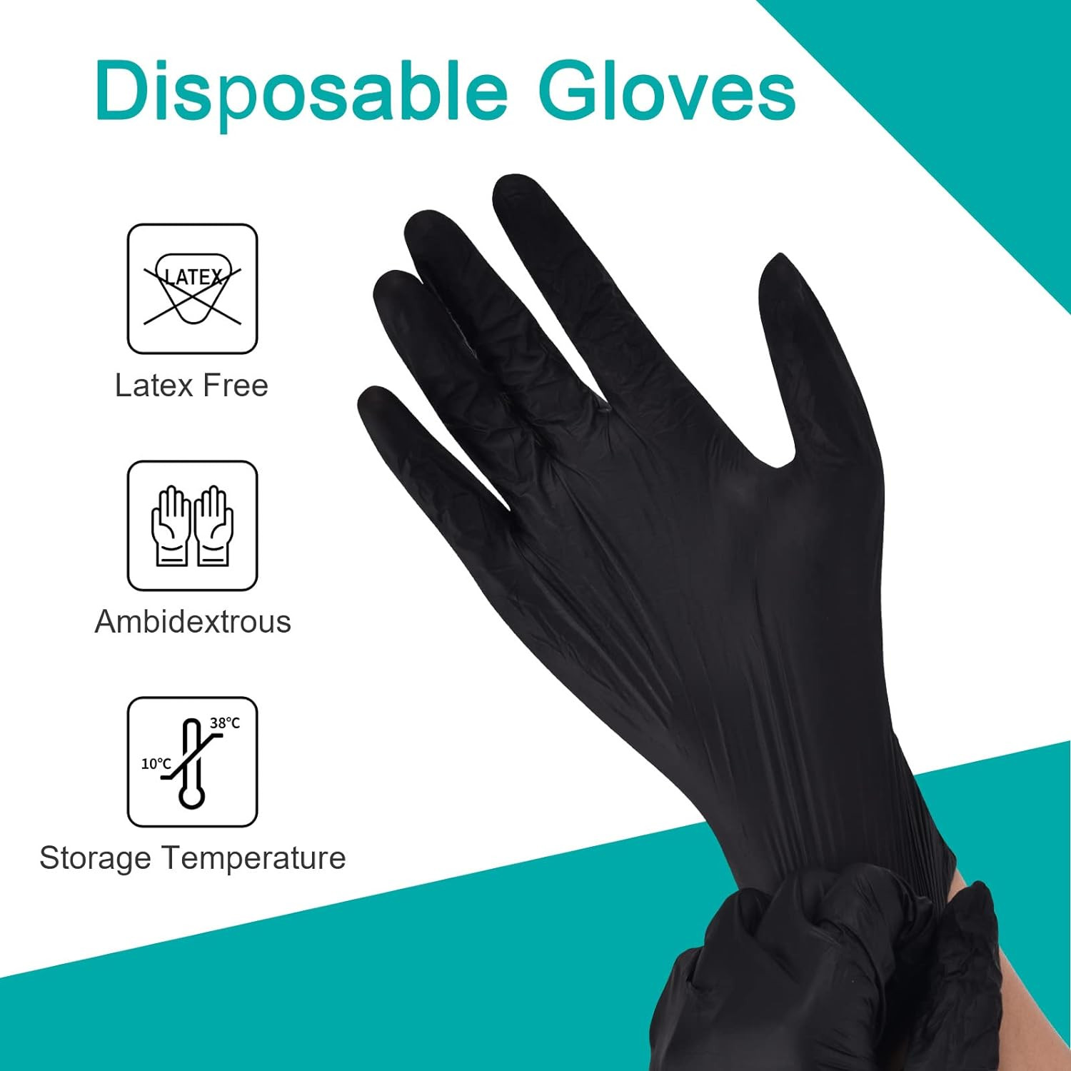 Schneider Black Vinyl Exam Gloves 4 mil Latex & Powder Free 100-Count Box