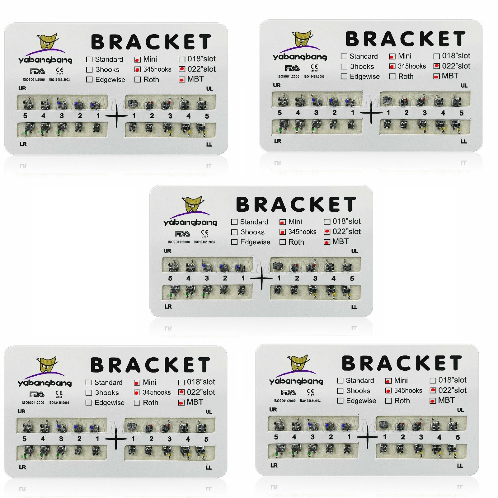 Dental Metal Brackets braces Mini/Standard MBT/Roth 022/018 Hooks 3/345