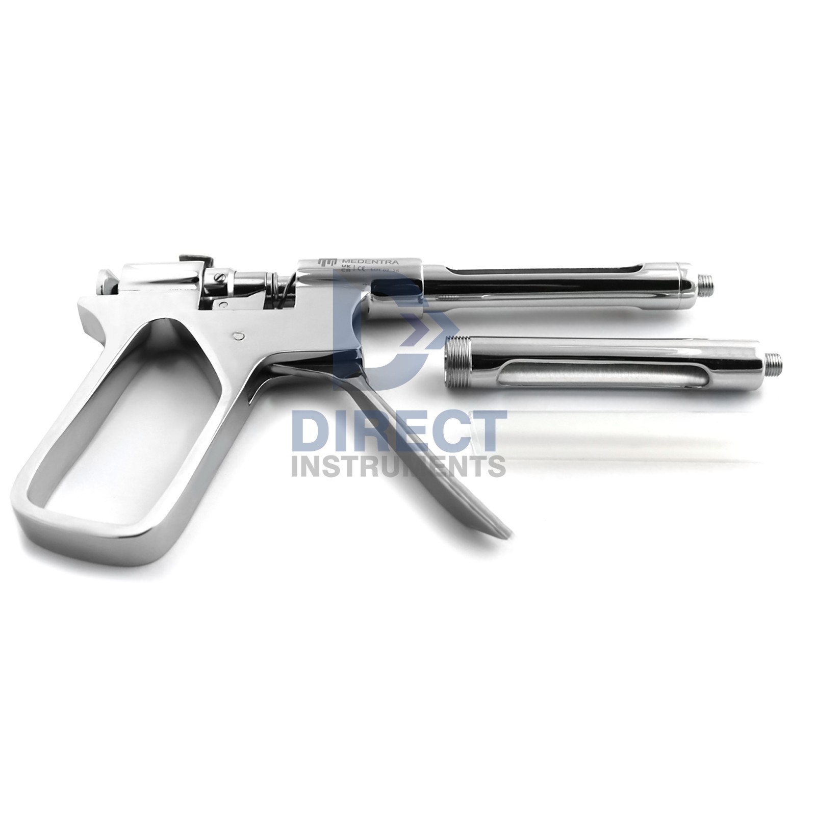 Dental Intraligamental Syringe Gun-Style Anesthetic 1.8ML Silver With Threads SS