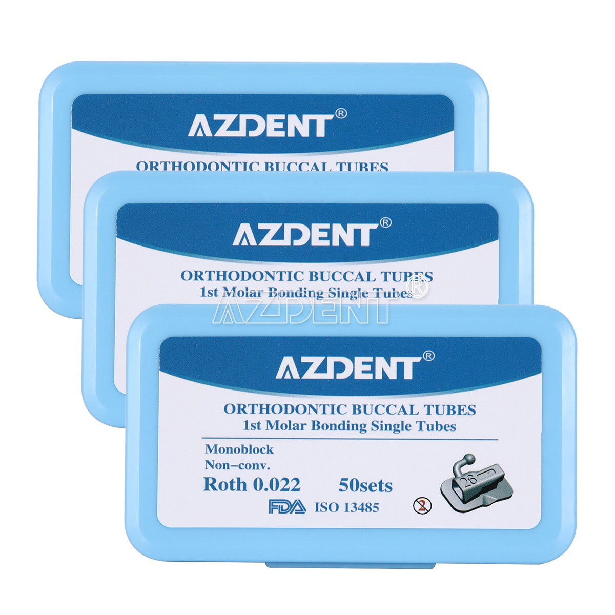 AZDENT Tubos bucales de ortodoncia dental 1er molar Bondable Roth 022 monobloque