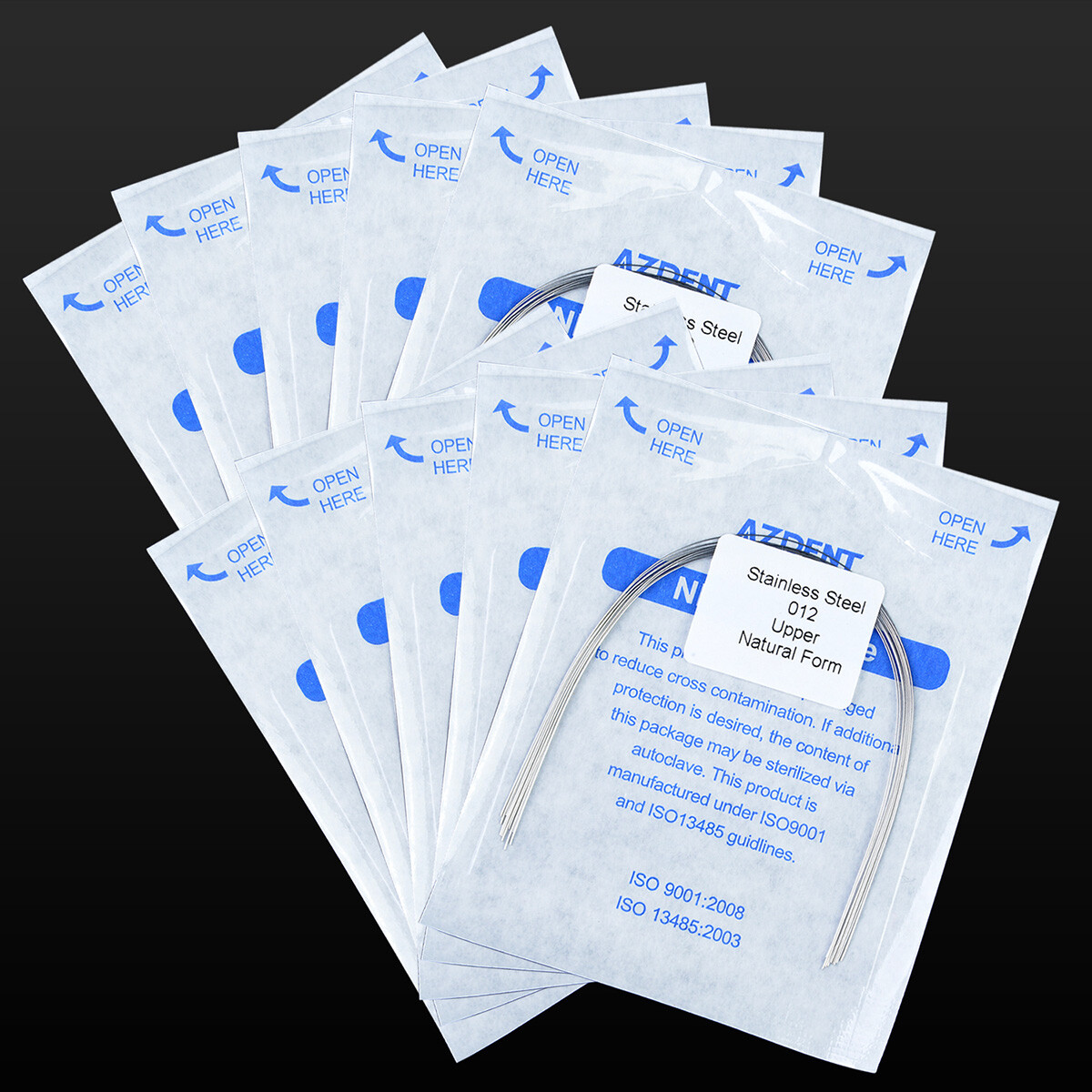 10Packs AZDENT Dental Orthodontic Stainless Steel Round Arch Wires Natural Form
