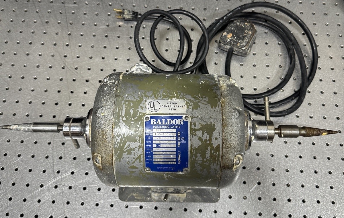 Baldor Polishing Lathe 353T Dental Laboratory Dual Speed 115V 1/4 HP