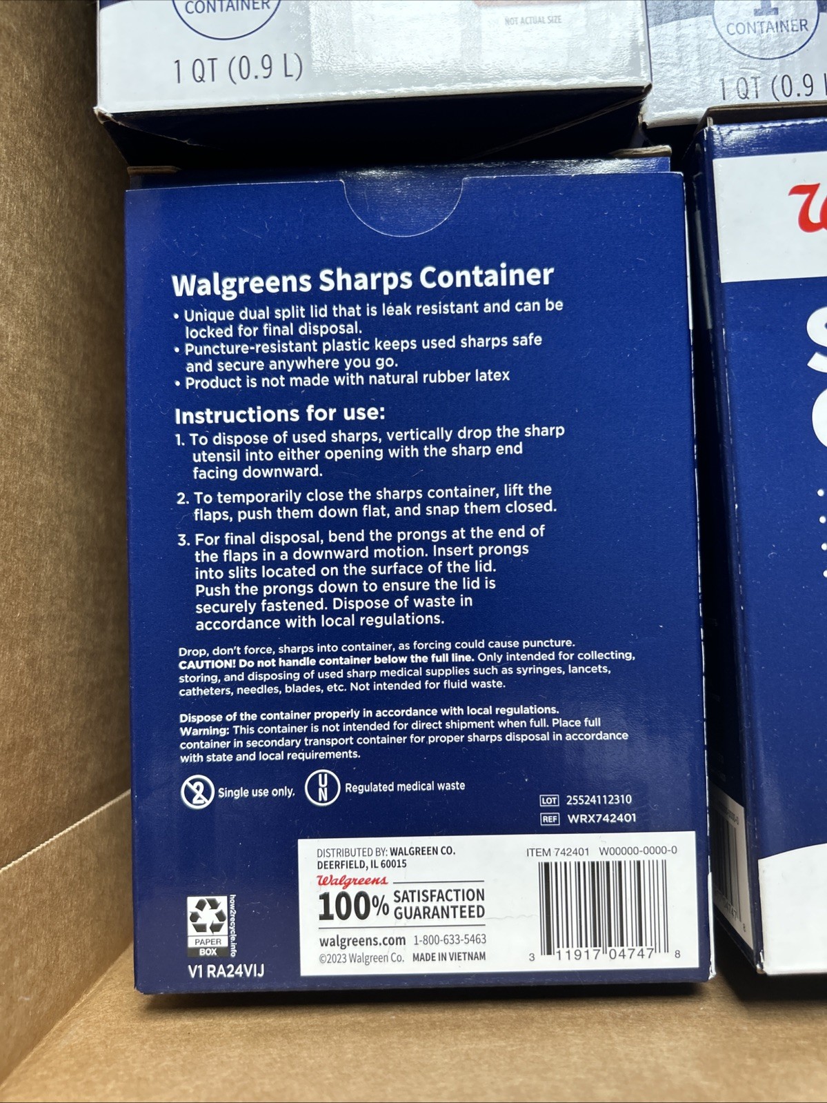 4X Sharps Container 1 Qt Biohazard Infectious Waste Needle Disposal Tatoo