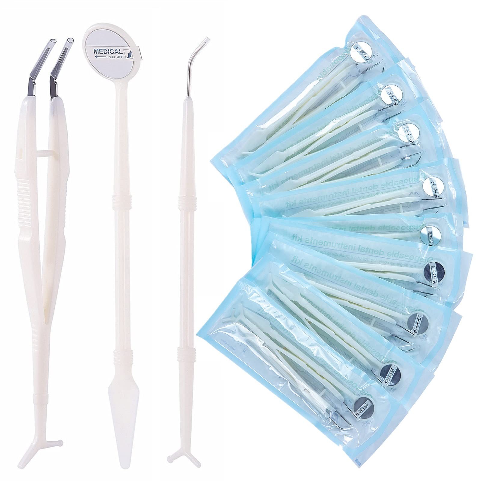JMU 20 Pack Disposable Dental Examination Kit, 3Pcs Basic Instruments Set,…