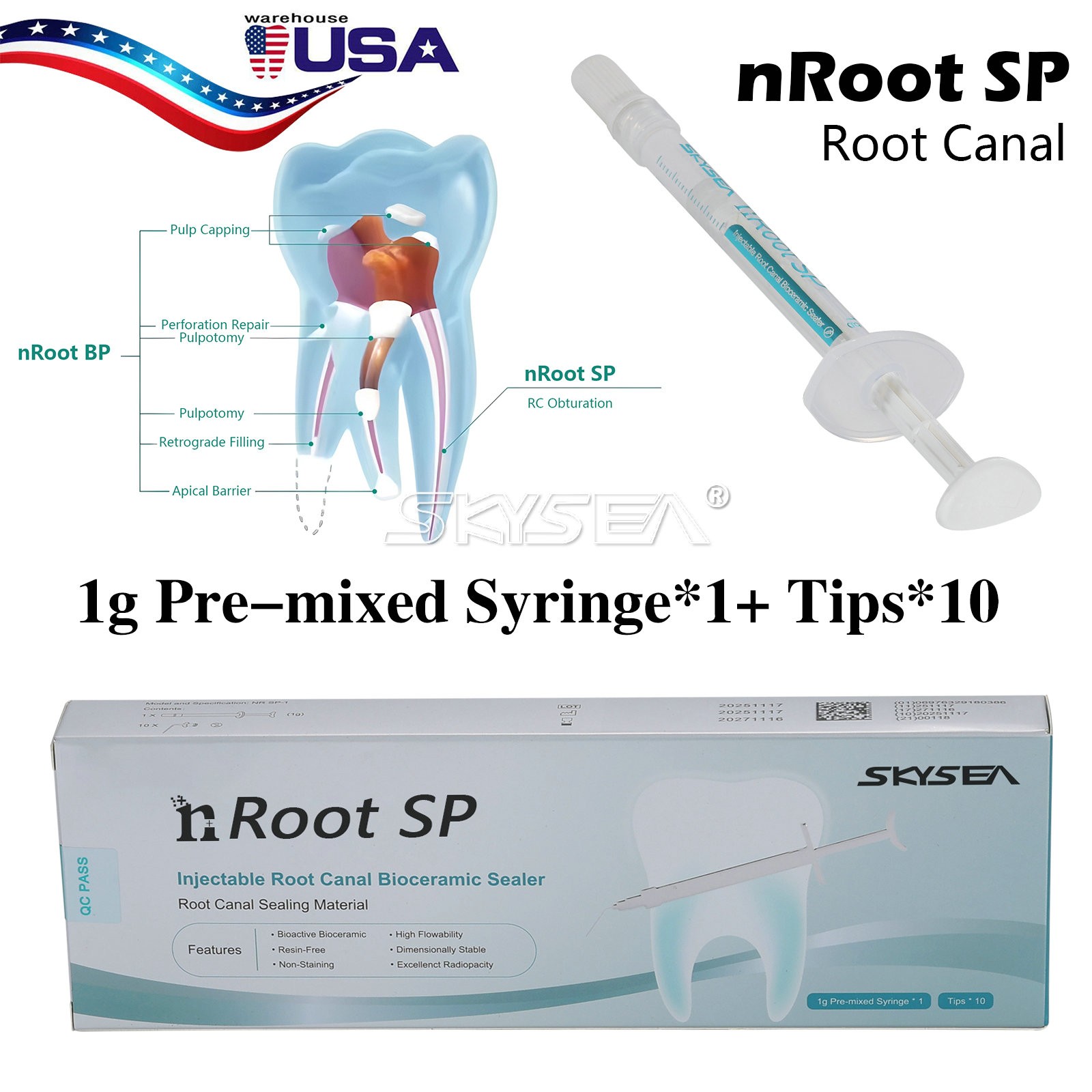 1g Material de Sellado para Endodoncia Injectable Biocerámico dentist
