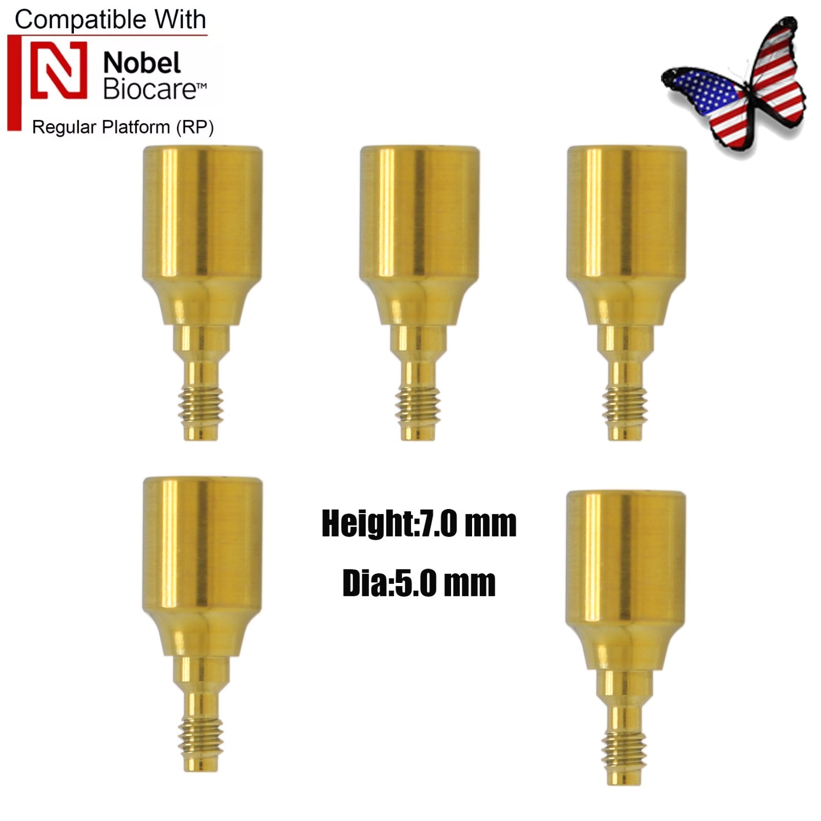 US Nobel Active Dental Regular Platform RP Healing Abutments & Cap Closure Screw