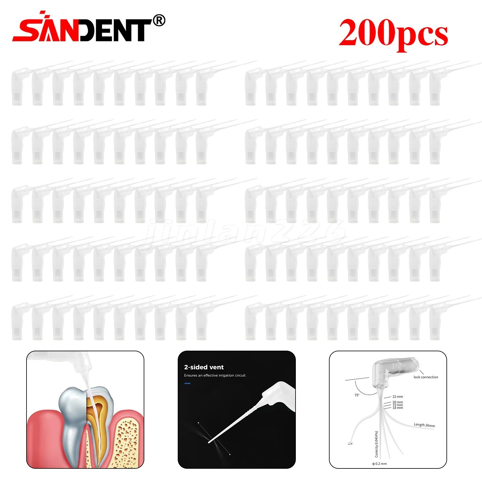 20-400Pcs Dental Endo Root Canal Tip Irrigator Irrigation Needle Tips Flushing