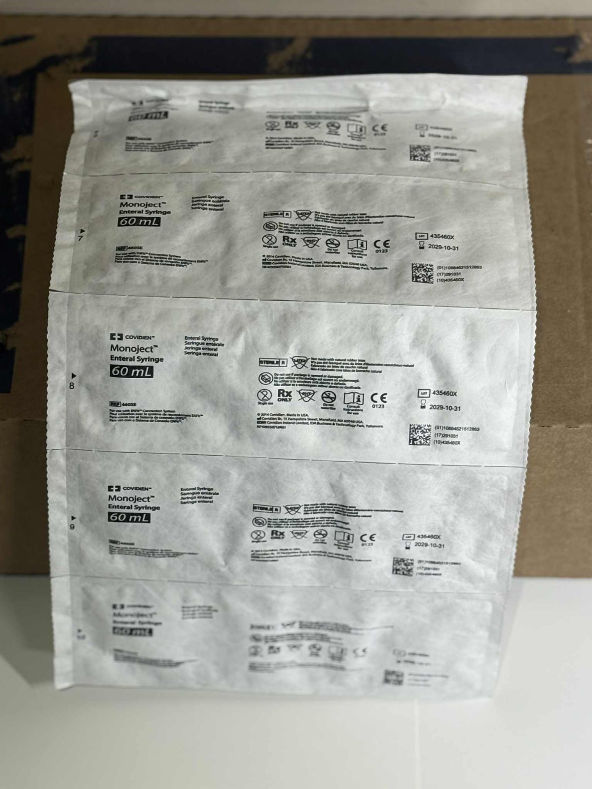Covidien Monoject 60mL Enteral Syringes ENFit Sterile Box of 30 Exp 2029