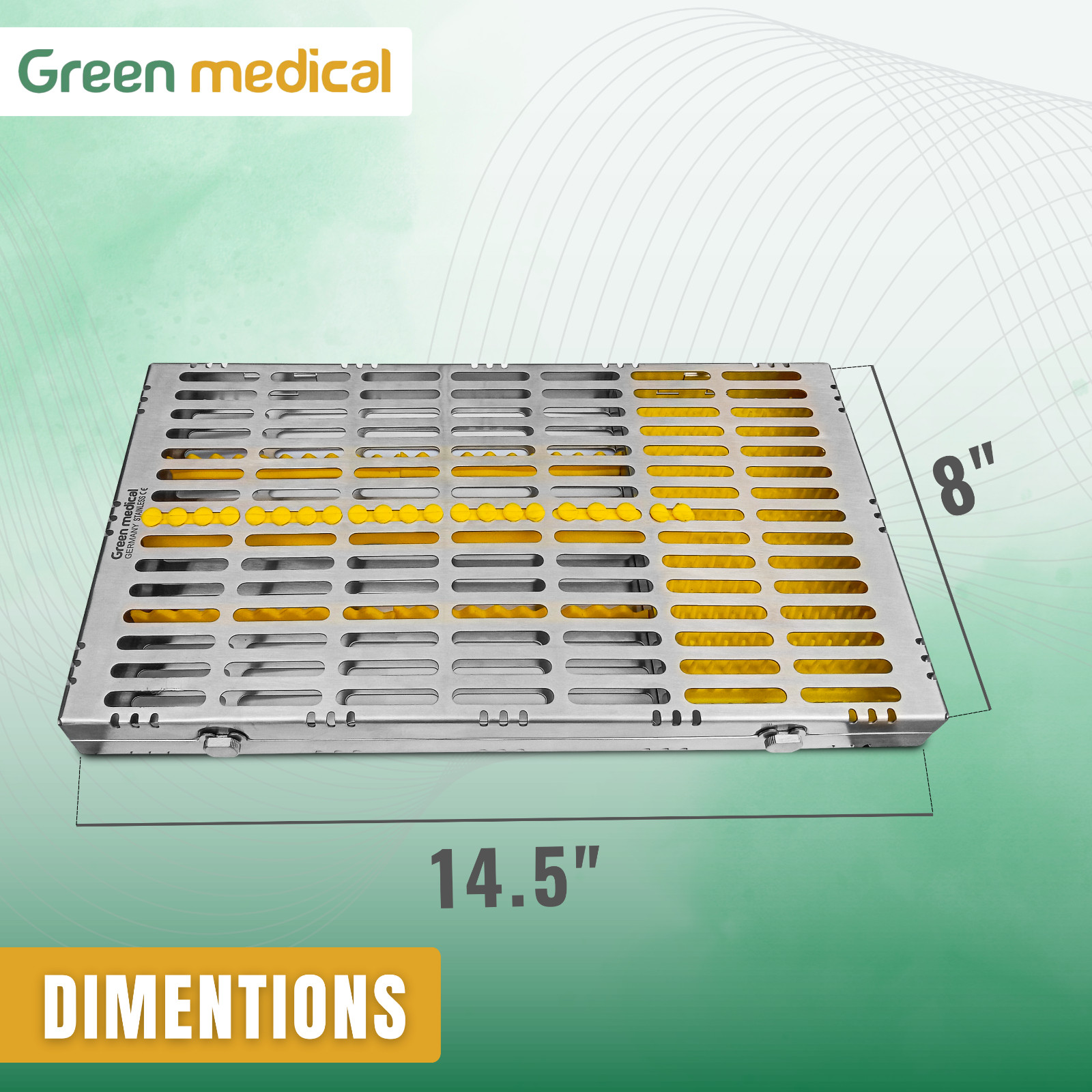 Dental Sterilization Cassette Autoclavable X-Large Cassette (Yellow)