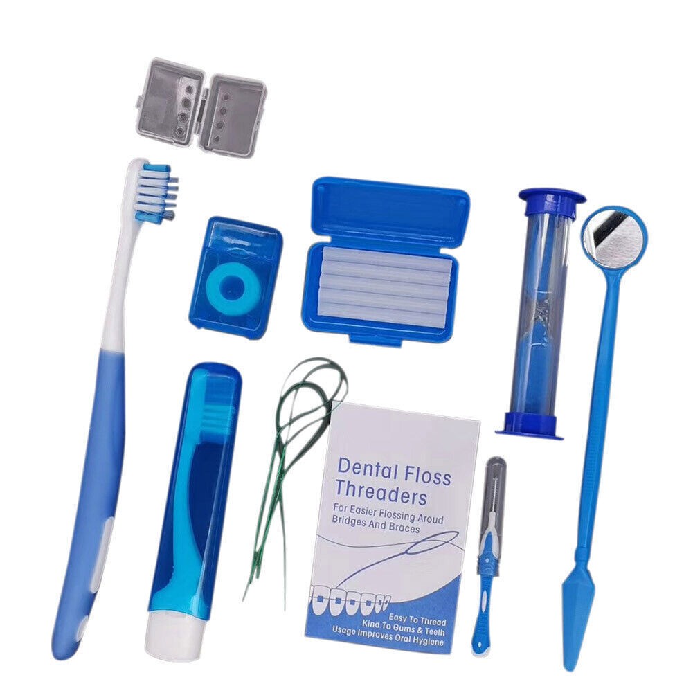 7 Pcs/Box Dental Teeth Oral Cleaning Care Orthodontic Kits Brush Floss 4 Colors