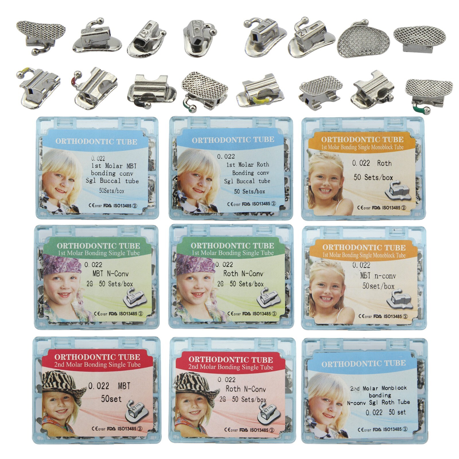 tubos de ortodoncia Dental Orthodontic Buccal Tube 1st 2nd Molar MBT Roth 022