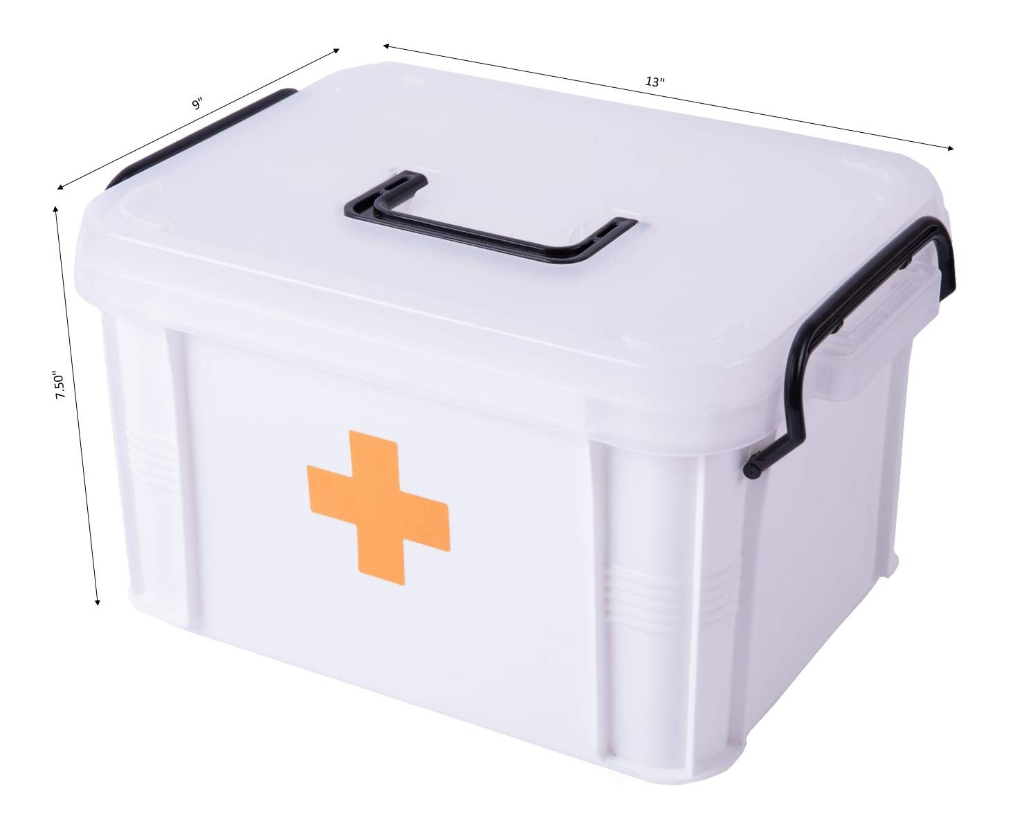 Basicwise White Large Empty Medical For Home Emergency Supplies Travel Car And