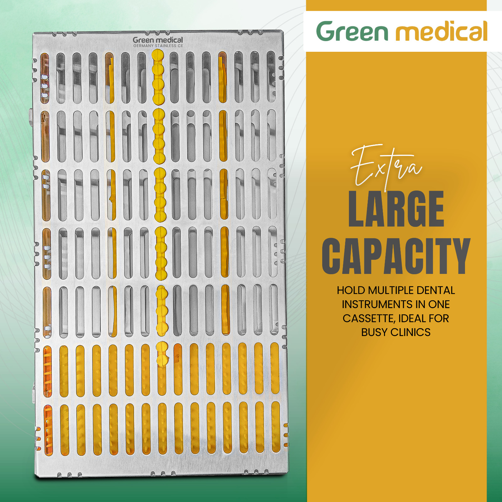 Dental Sterilization Cassette Autoclavable X-Large Cassette (Yellow)