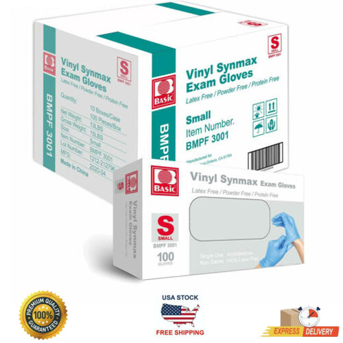 Basic Blue Vinyl Synmax Exam Gloves S/M/L/XL-SIZE