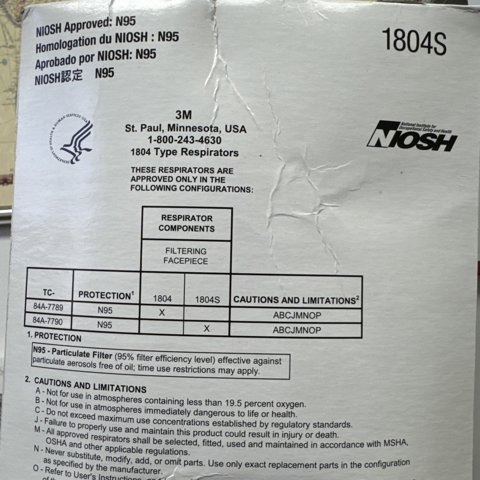 3M VFlex 1804S, Particulate Respirator NIOSH N95 Small Surgical Face Mask 50/Box