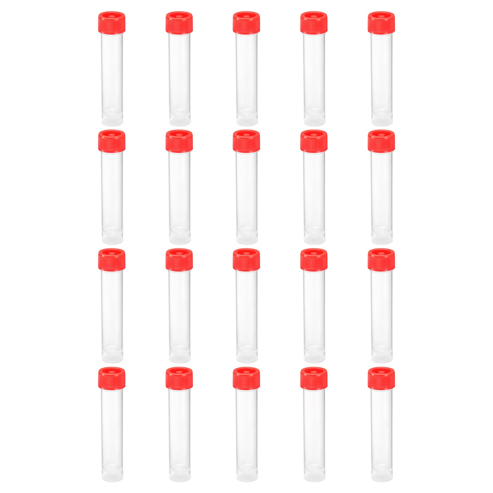 20Pcs 20mL Plastic Test Tubes Frozen Test Tube Vial Container Screw Cap Red