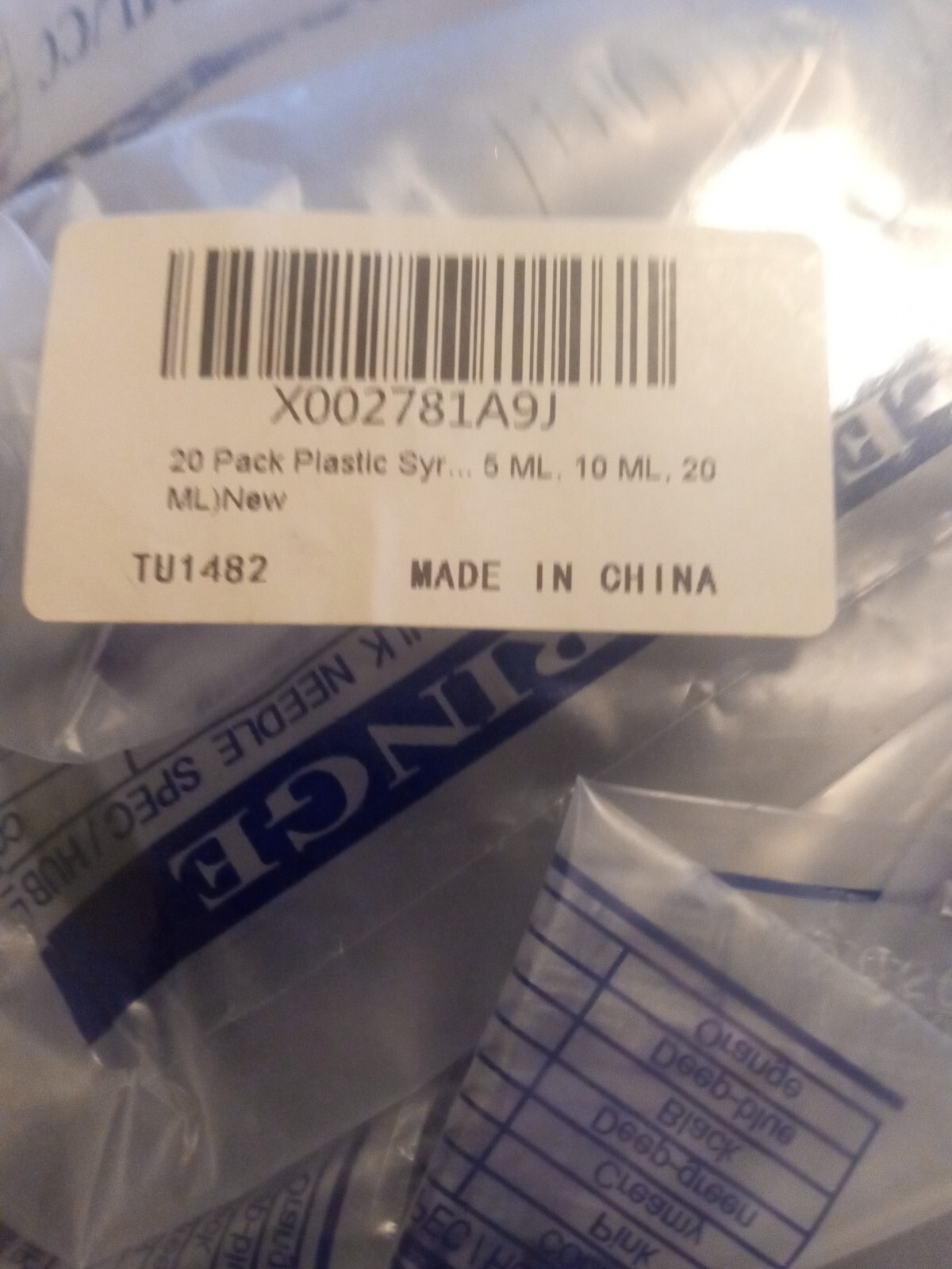 20Pcs Pack 5ml 10ml 15ml 20ml Disposable Drum Blunt Tip + Caps 4 Sizes Sealed